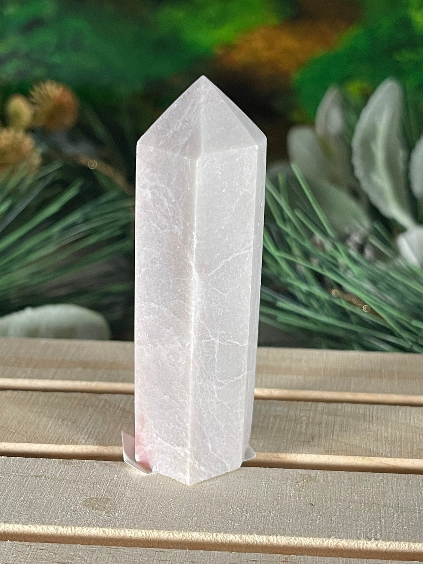 Tower - Pink Opal Jasper Natural Stone Quartz Crystal Obelisk Point - 71g