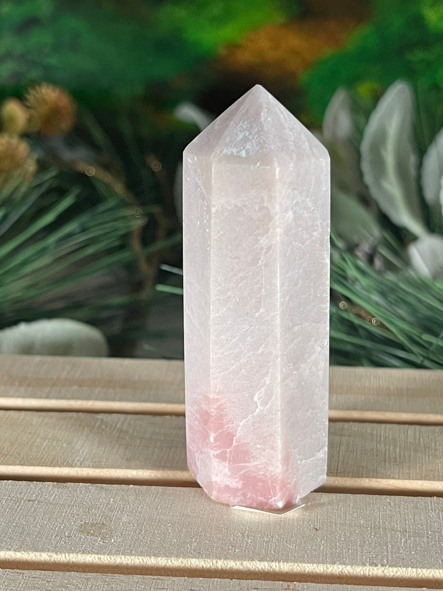 Tower - Pink Opal Jasper Natural Stone Quartz Crystal Obelisk Point - 71g