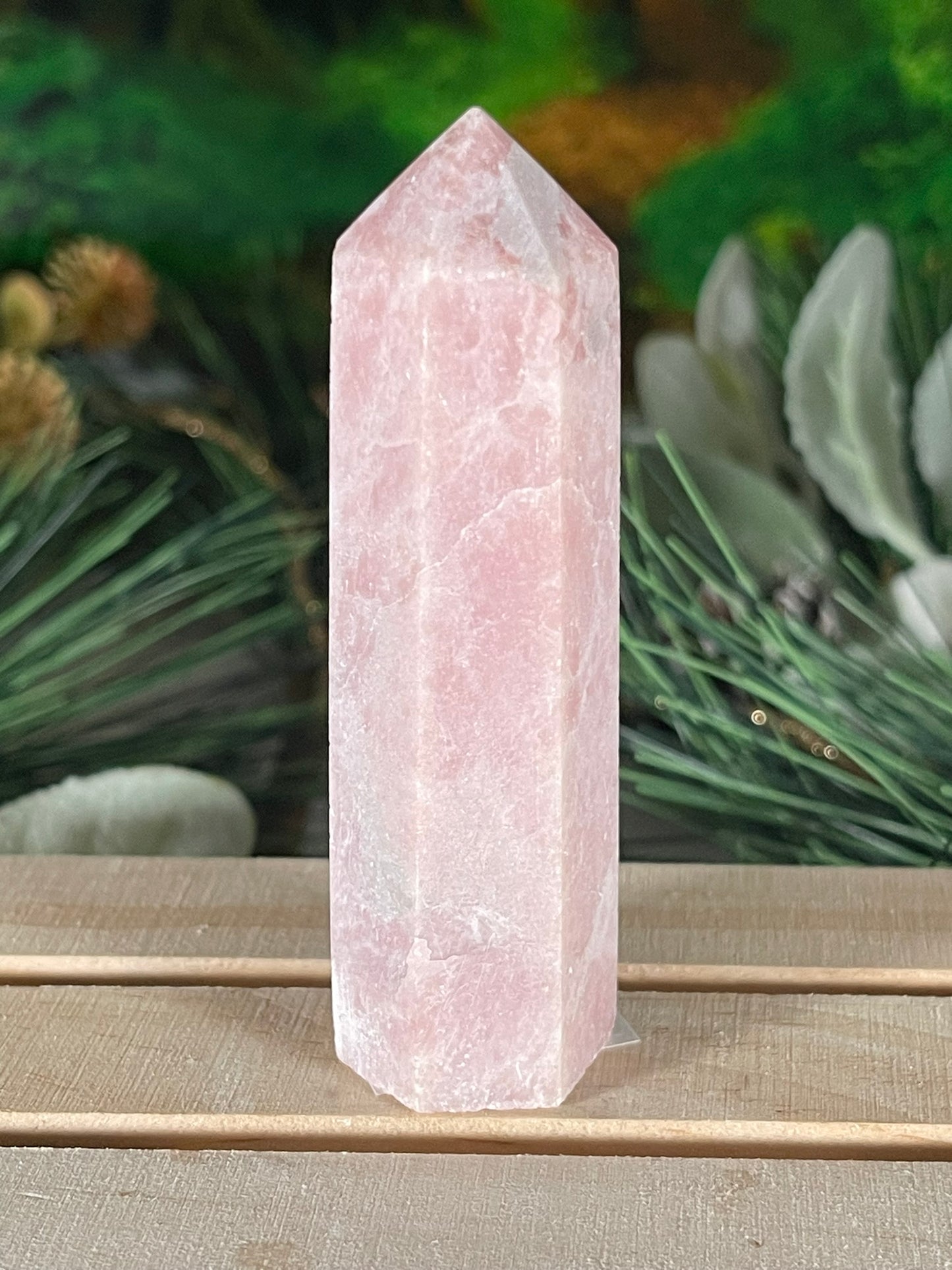 Tower - Pink Opal Jasper Natural Stone Quartz Crystal Obelisk Point - 85g