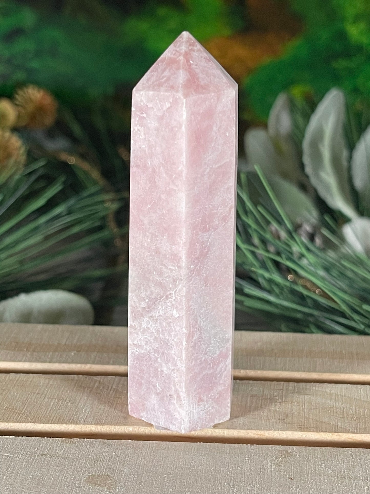 Tower - Pink Opal Jasper Natural Stone Quartz Crystal Obelisk Point - 85g