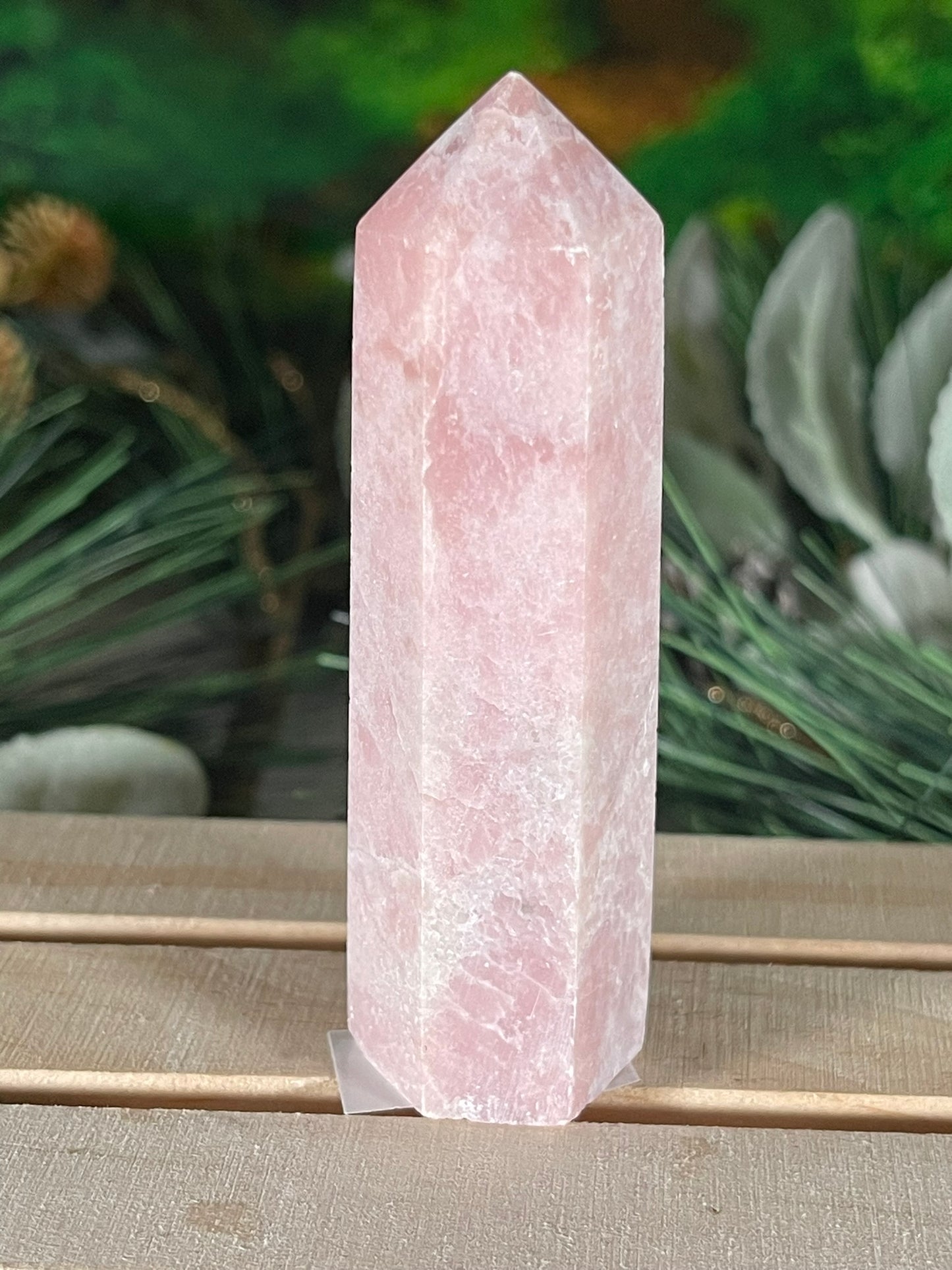 Tower - Pink Opal Jasper Natural Stone Quartz Crystal Obelisk Point - 85g