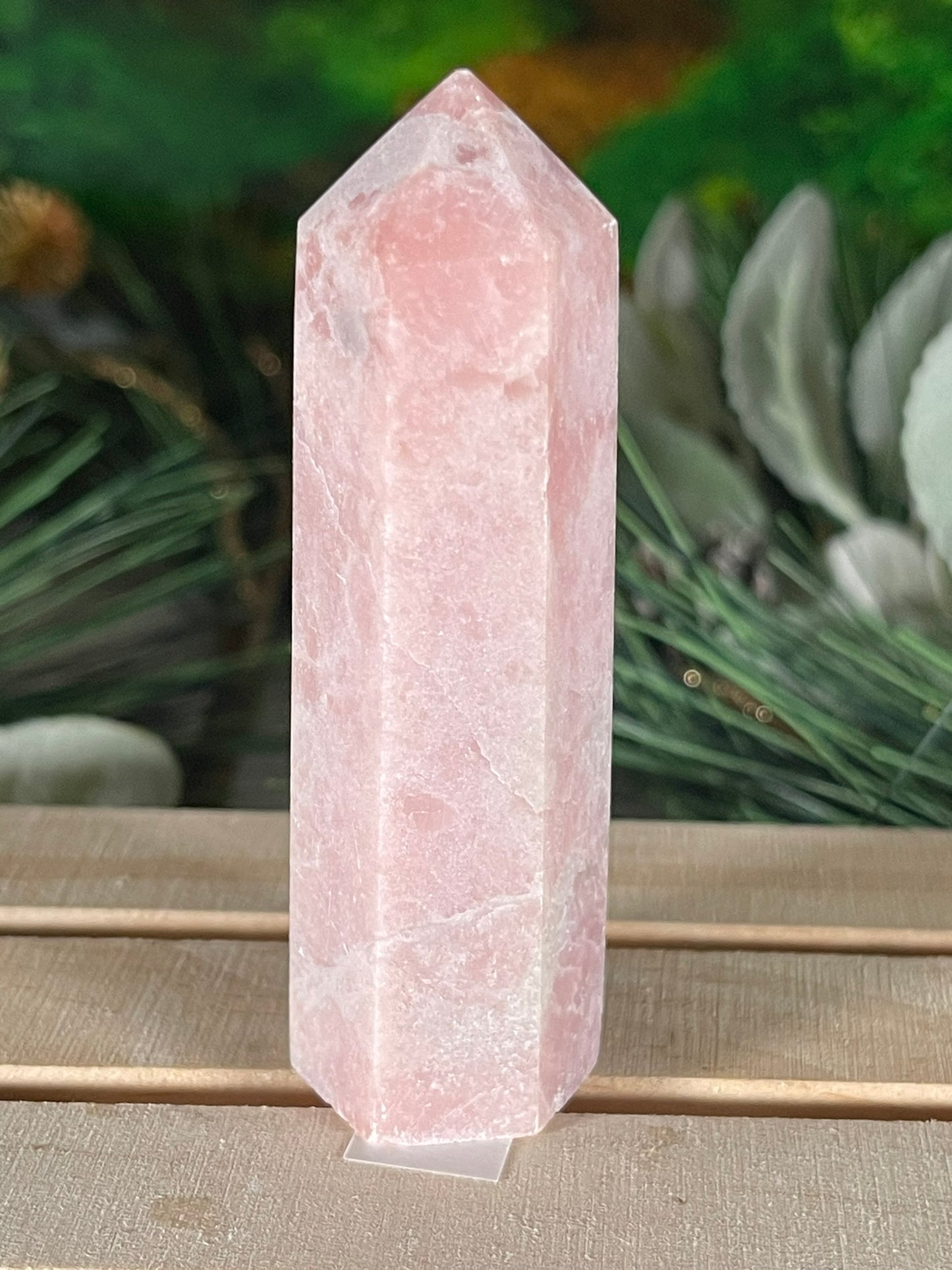 Tower - Pink Opal Jasper Natural Stone Quartz Crystal Obelisk Point - 85g