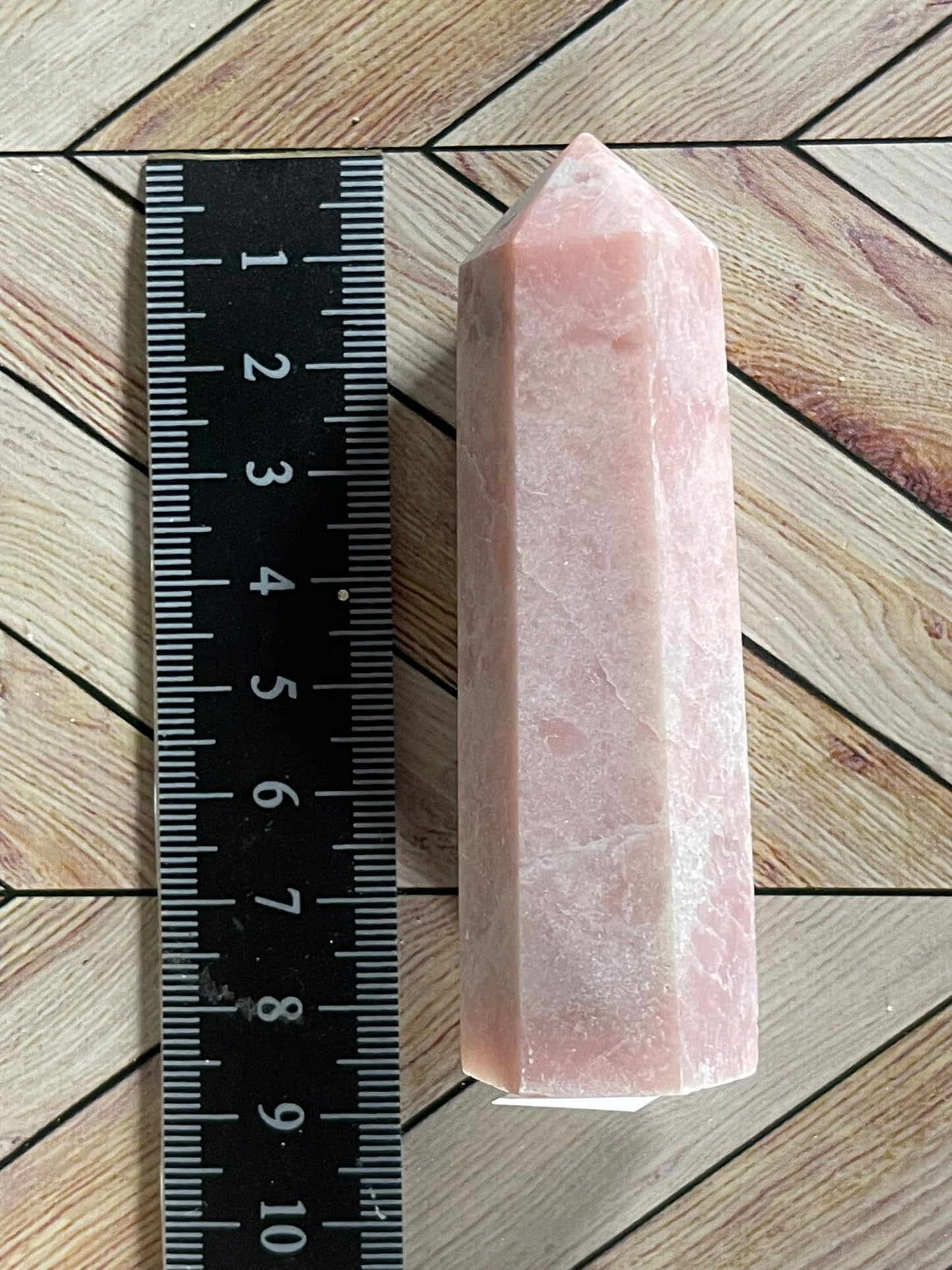 Tower - Pink Opal Jasper Natural Stone Quartz Crystal Obelisk Point - 85g