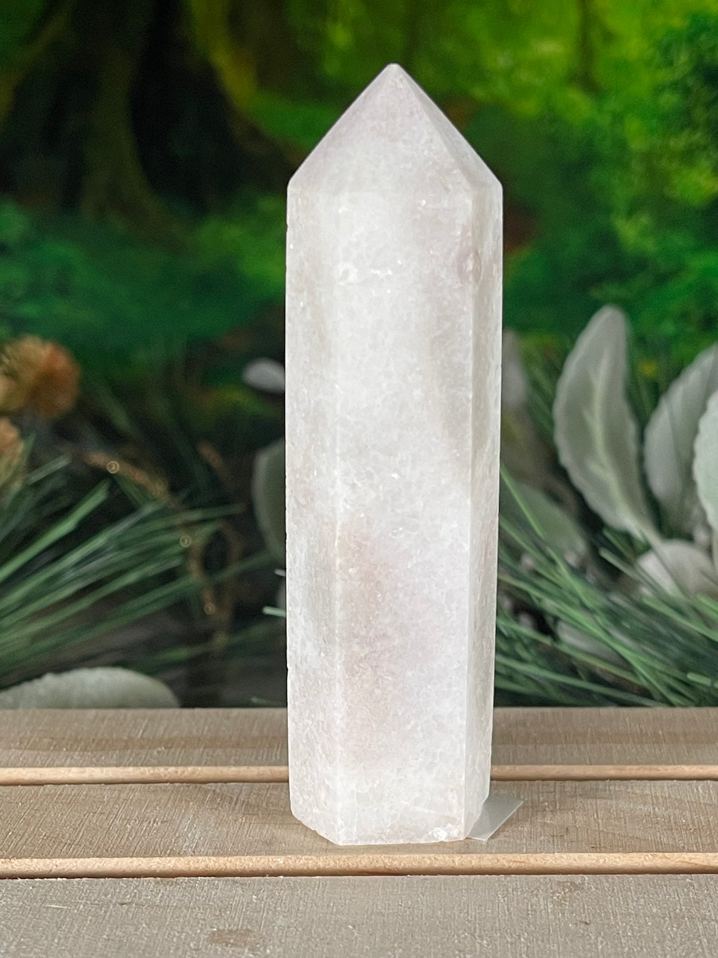 Tower - Pink Opal Jasper Natural Stone Quartz Crystal Obelisk Point - 98g