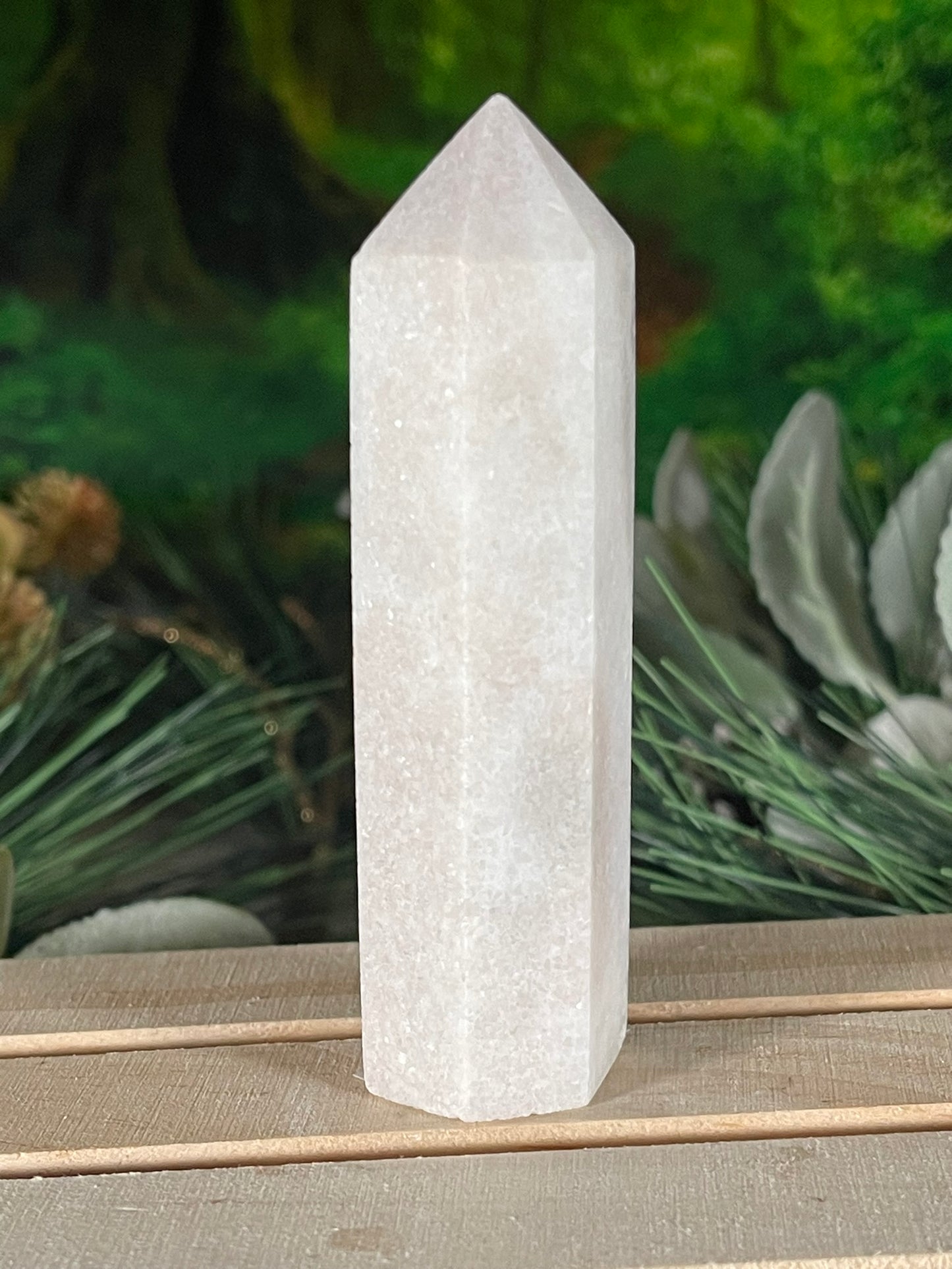 Tower - Pink Opal Jasper Natural Stone Quartz Crystal Obelisk Point - 98g