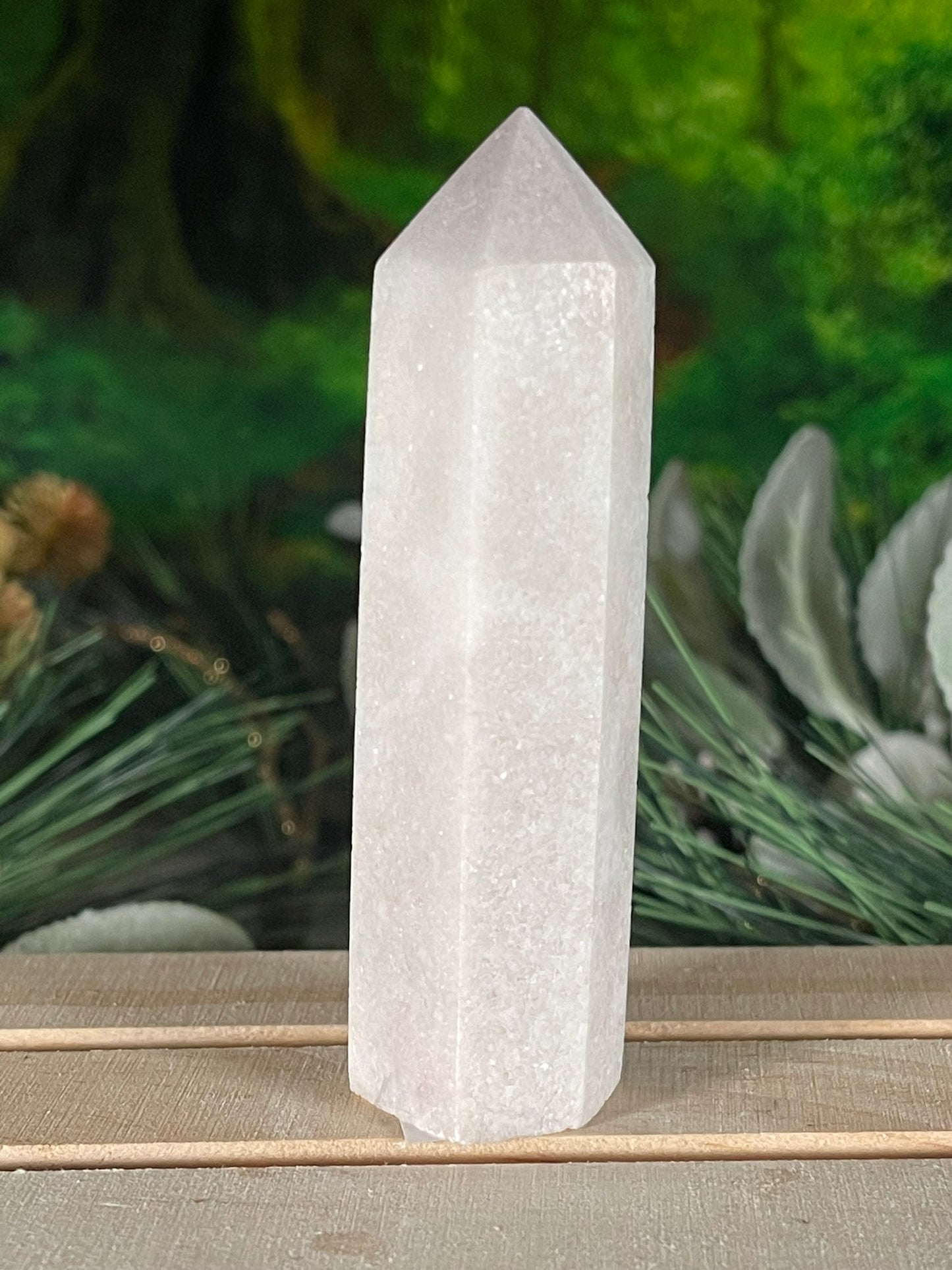 Tower - Pink Opal Jasper Natural Stone Quartz Crystal Obelisk Point - 98g