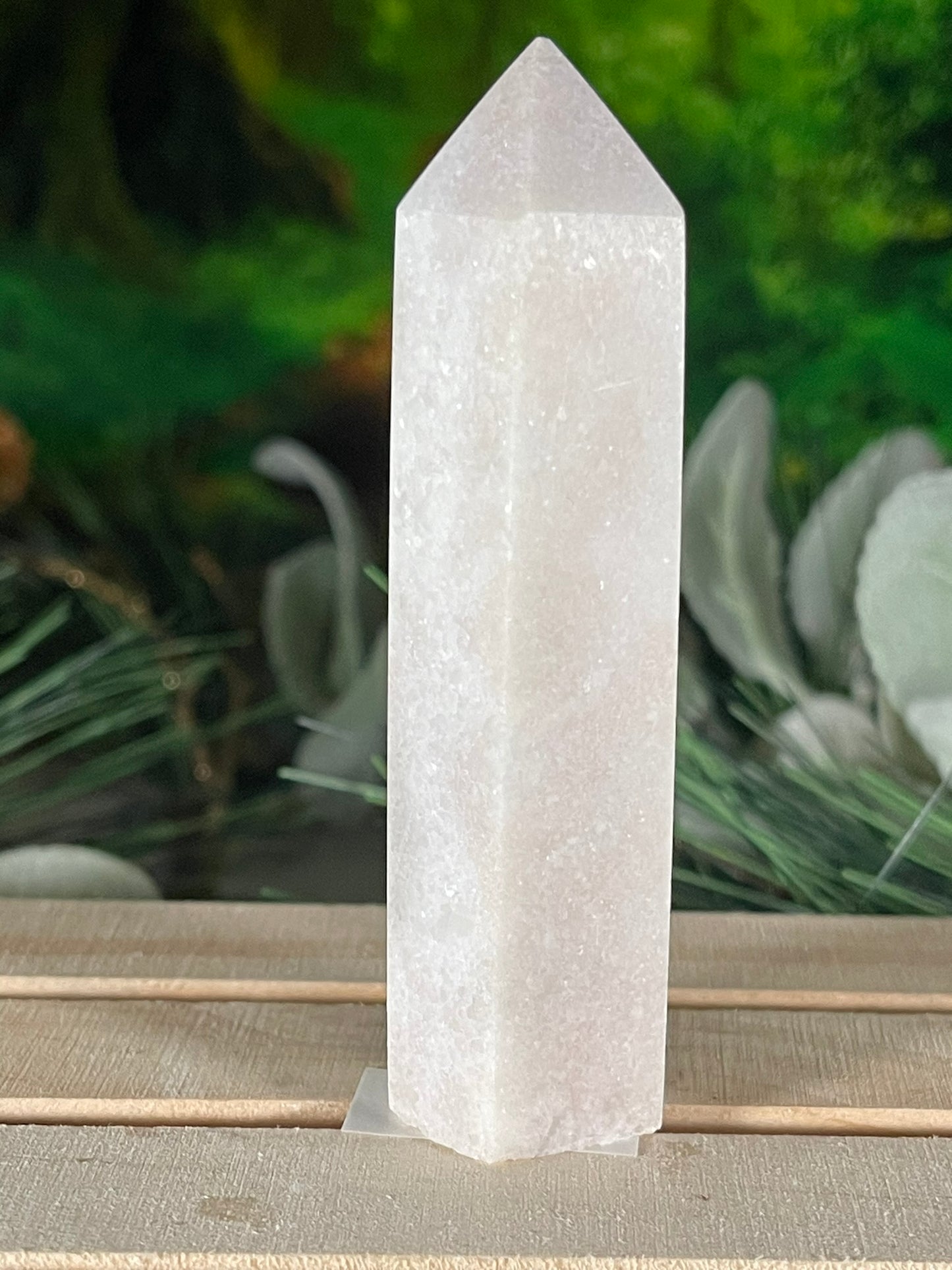 Tower - Pink Opal Jasper Natural Stone Quartz Crystal Obelisk Point - 98g