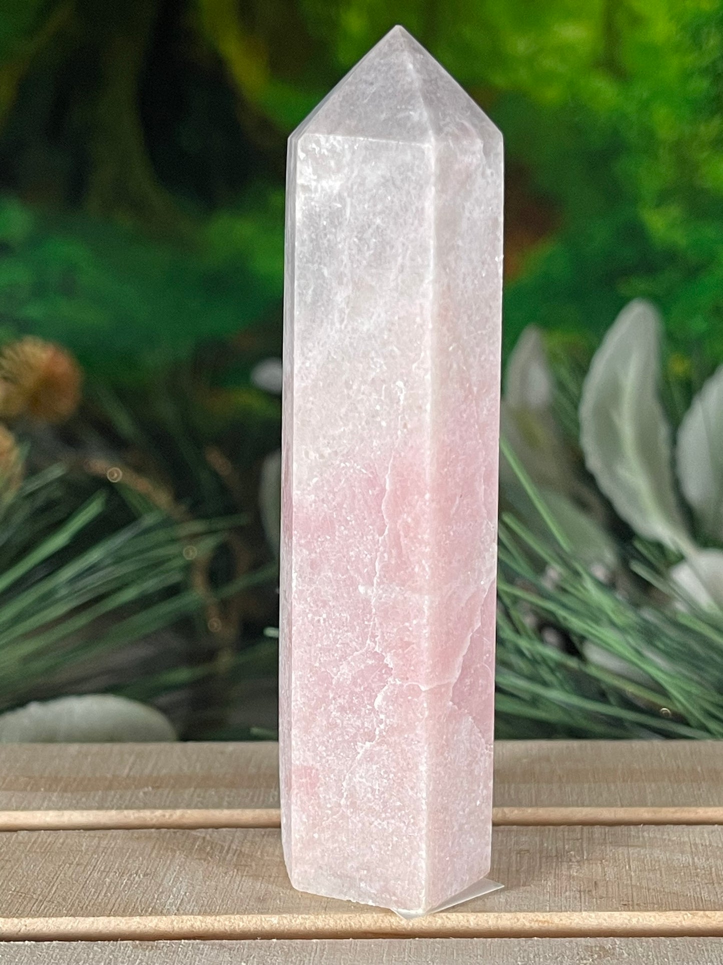 Tower - Pink Opal Jasper Natural Stone Quartz Crystal Obelisk Point - 94g