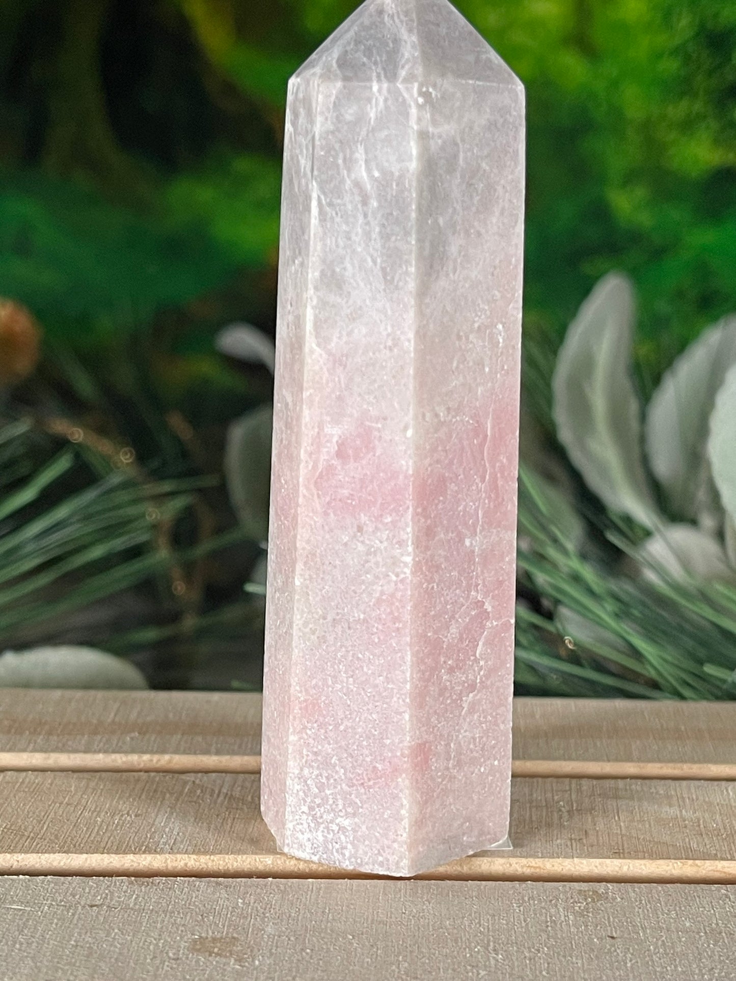 Tower - Pink Opal Jasper Natural Stone Quartz Crystal Obelisk Point - 94g