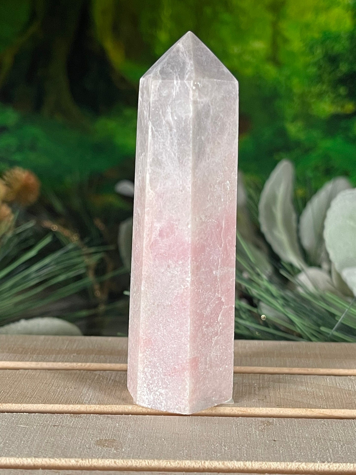 Tower - Pink Opal Jasper Natural Stone Quartz Crystal Obelisk Point - 94g