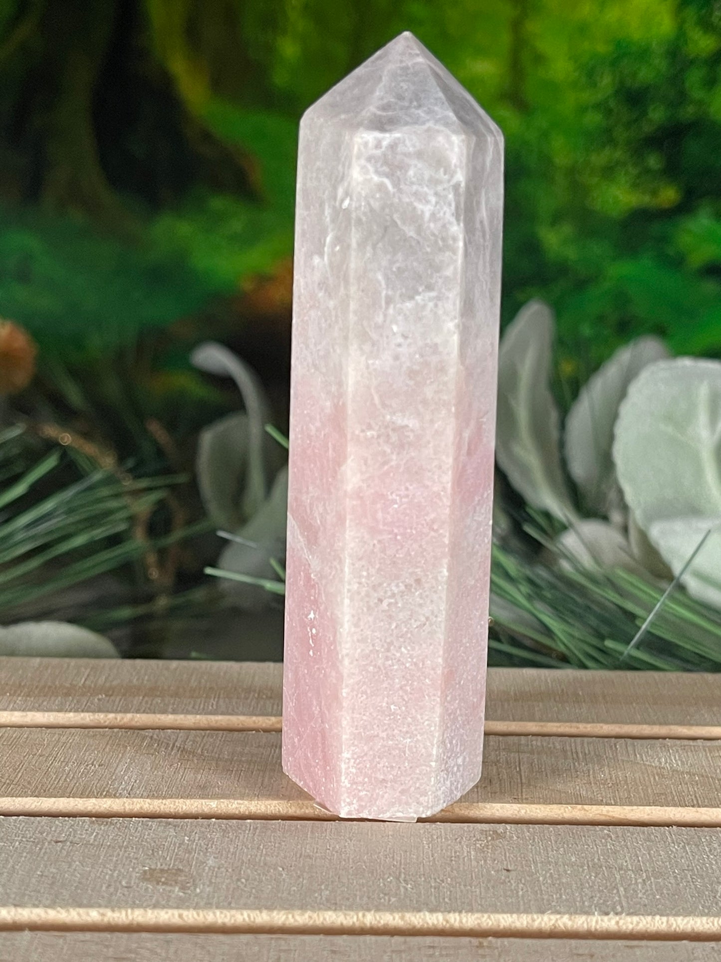 Tower - Pink Opal Jasper Natural Stone Quartz Crystal Obelisk Point - 94g