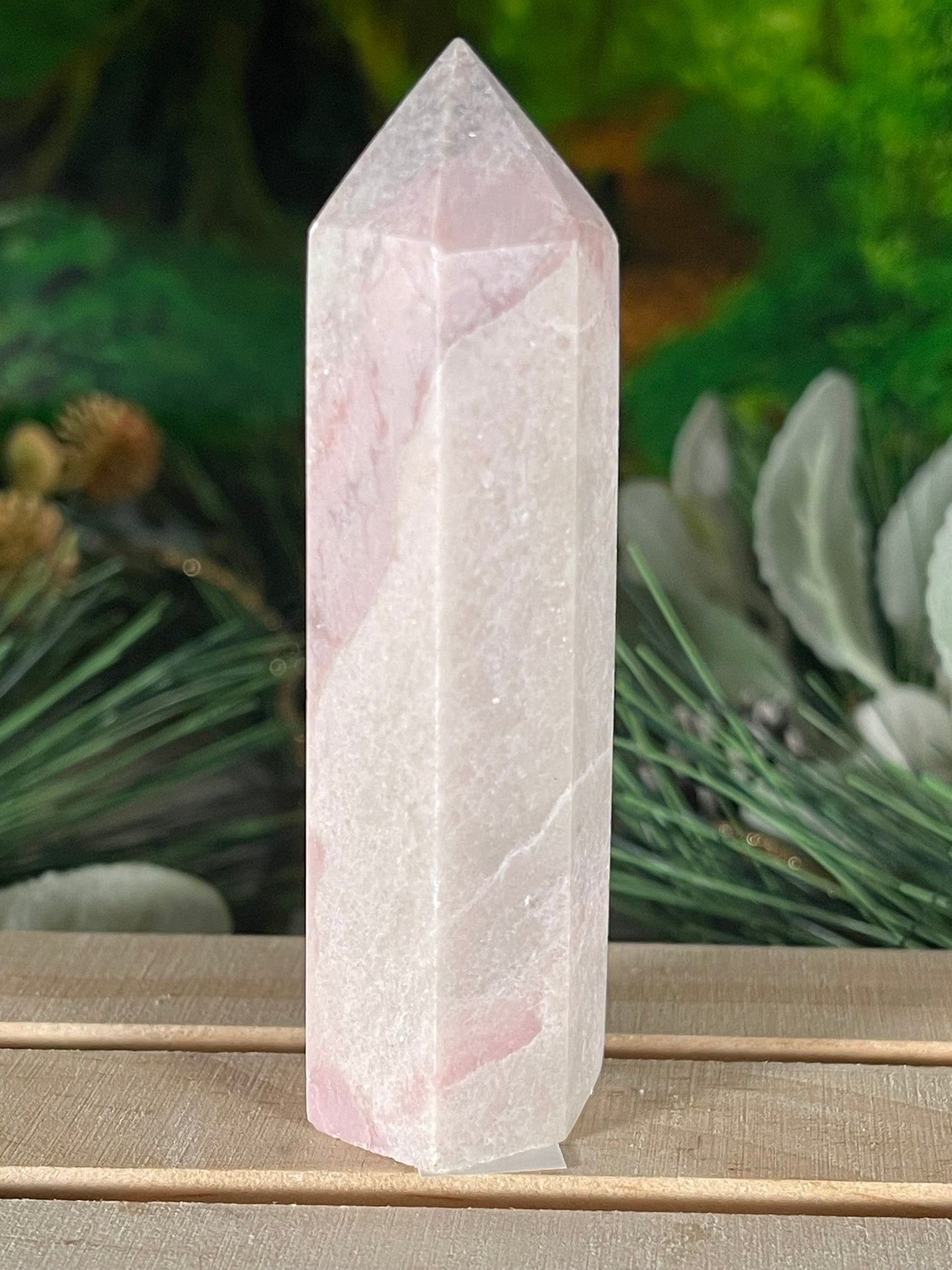 Tower - Pink Opal Jasper Natural Stone Quartz Crystal Obelisk Point - 109g