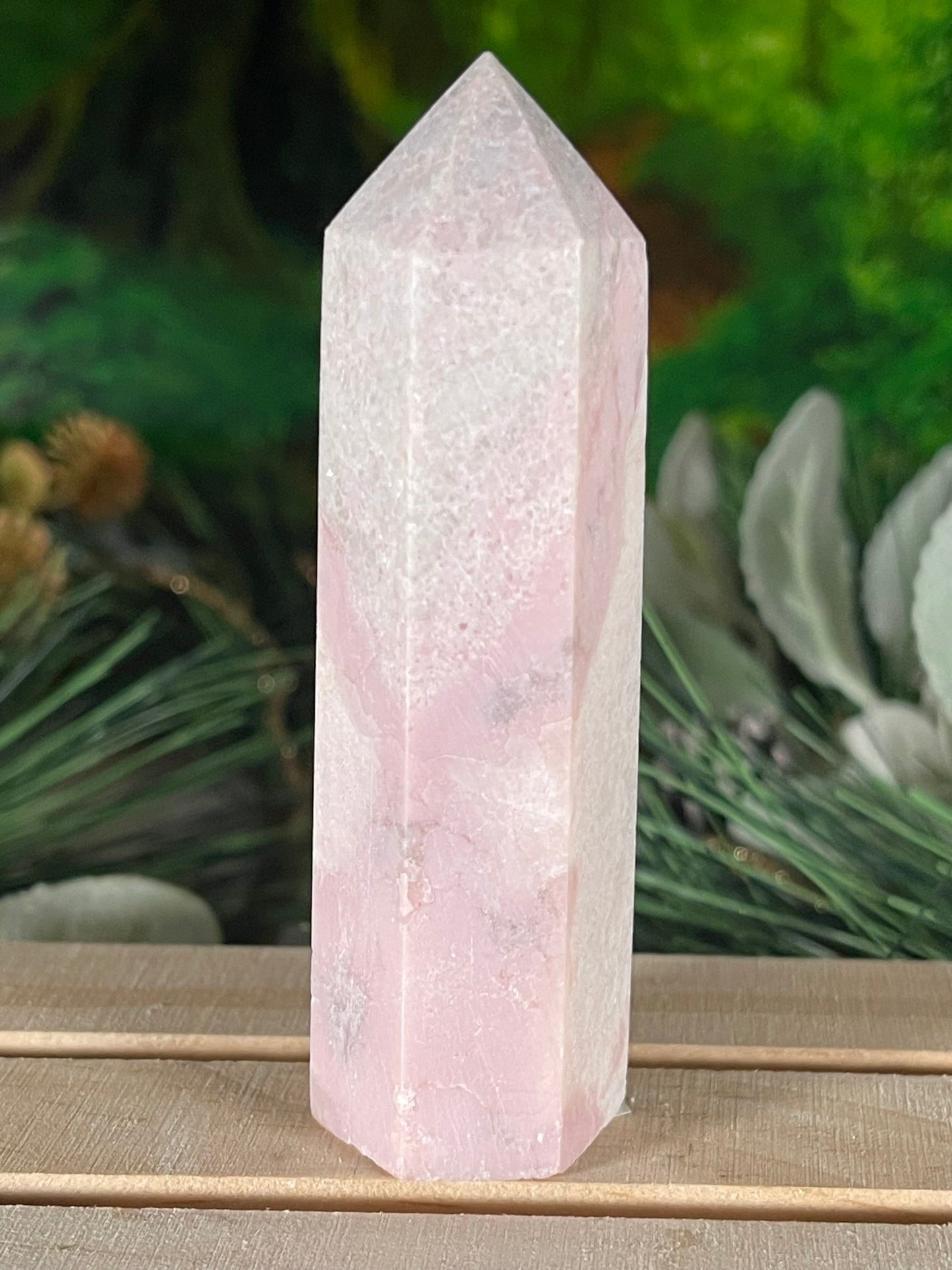 Tower - Pink Opal Jasper Natural Stone Quartz Crystal Obelisk Point - 109g