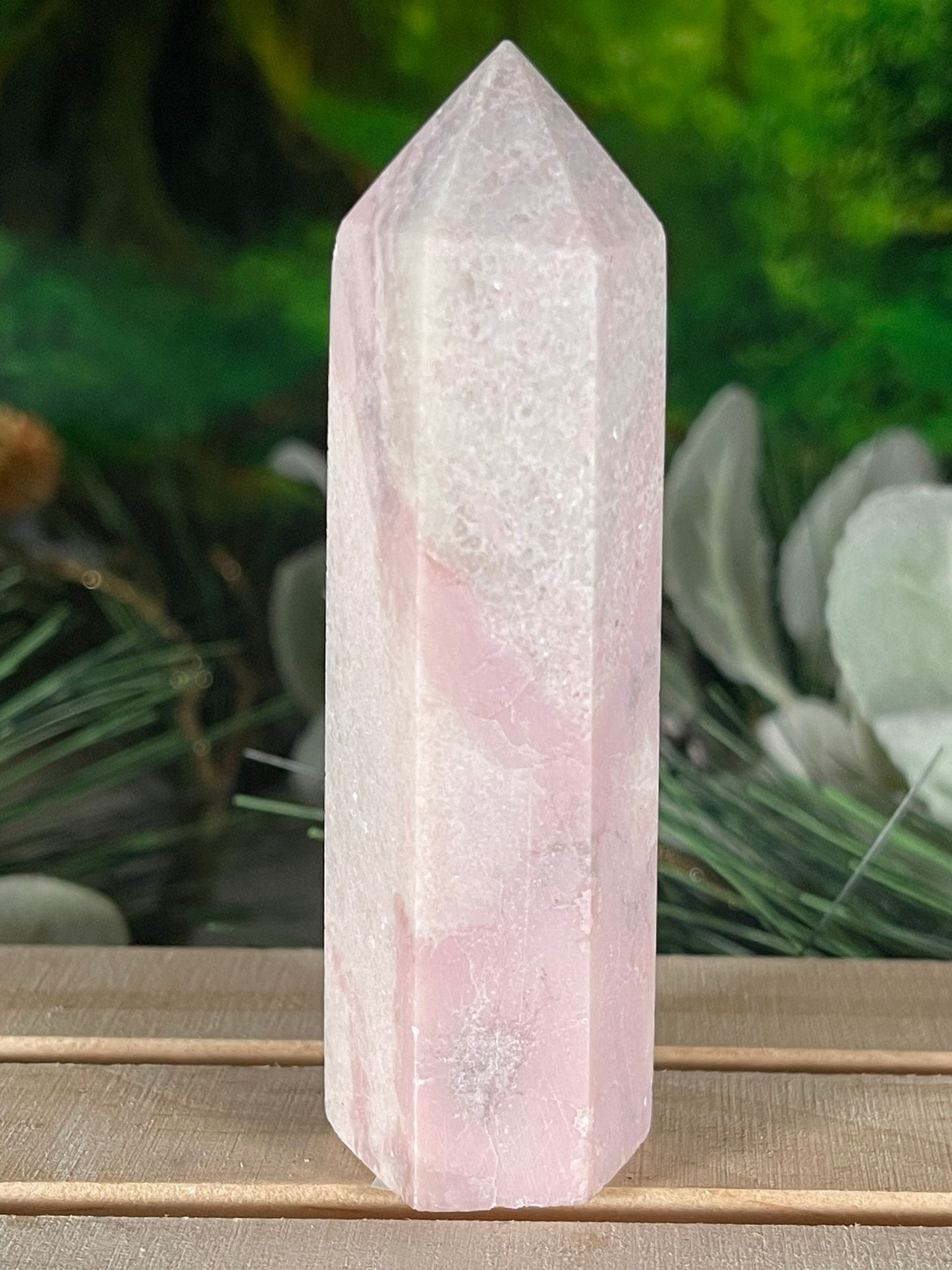 Tower - Pink Opal Jasper Natural Stone Quartz Crystal Obelisk Point - 109g