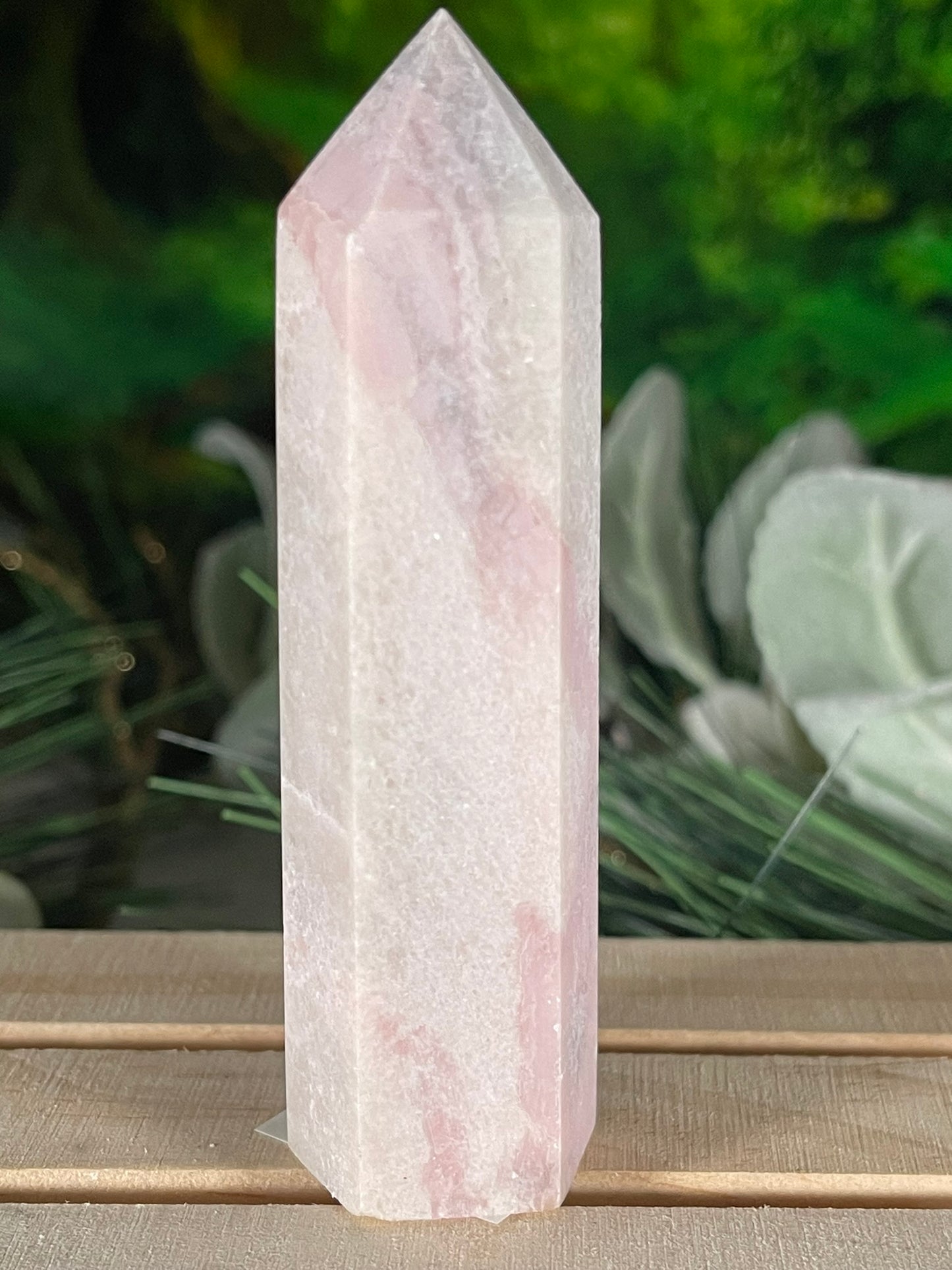 Tower - Pink Opal Jasper Natural Stone Quartz Crystal Obelisk Point - 109g