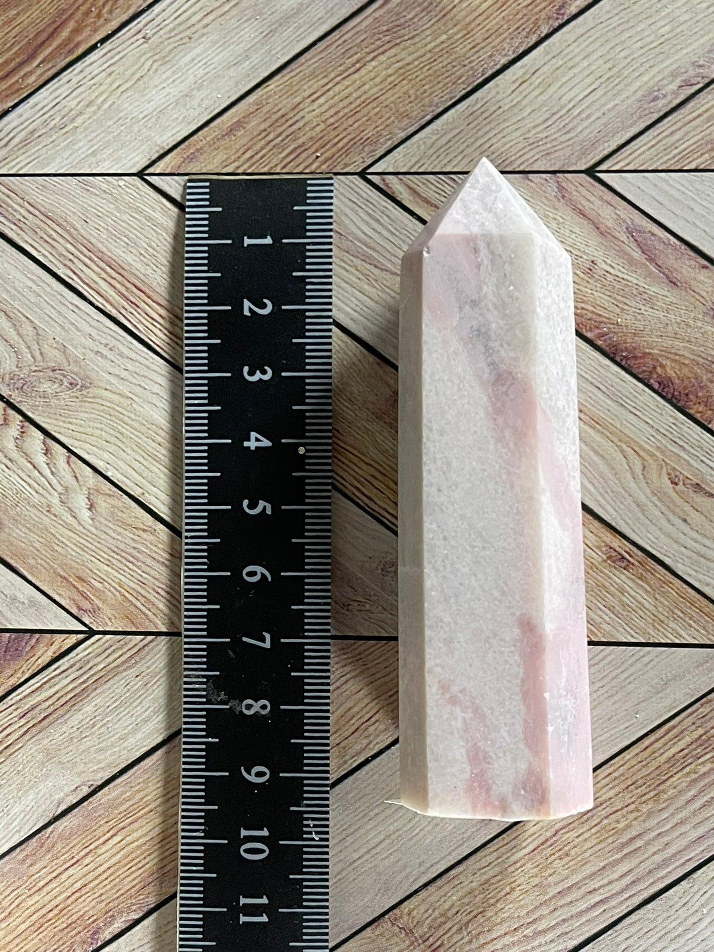 Tower - Pink Opal Jasper Natural Stone Quartz Crystal Obelisk Point - 109g