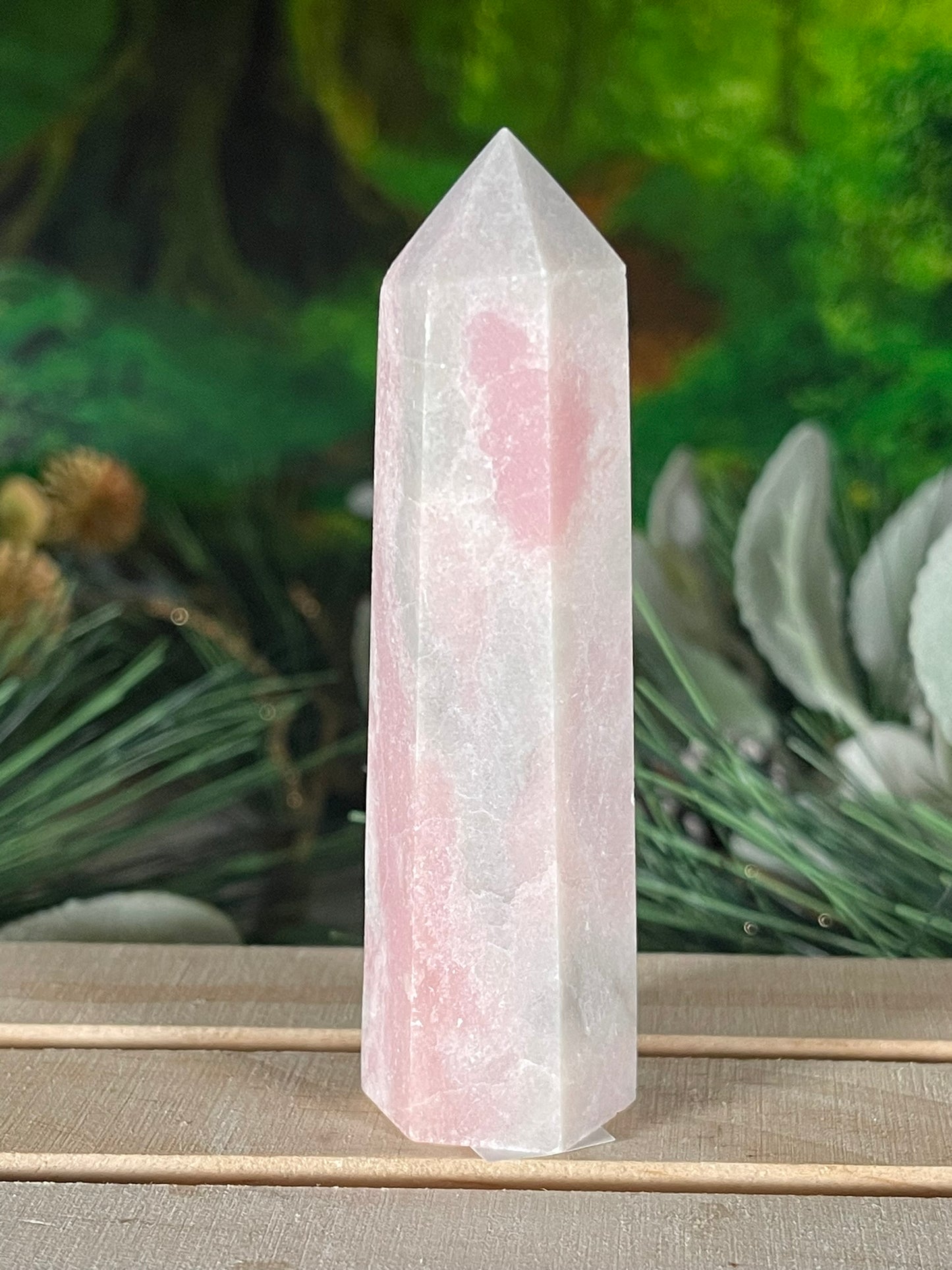 Tower - Pink Opal Jasper Natural Stone Quartz Crystal Obelisk Point - 81g