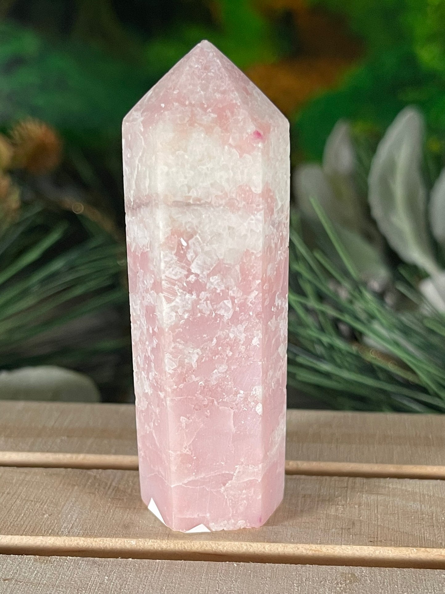 Tower - Pink Opal Jasper Natural Stone Quartz Crystal Obelisk Point - 76g