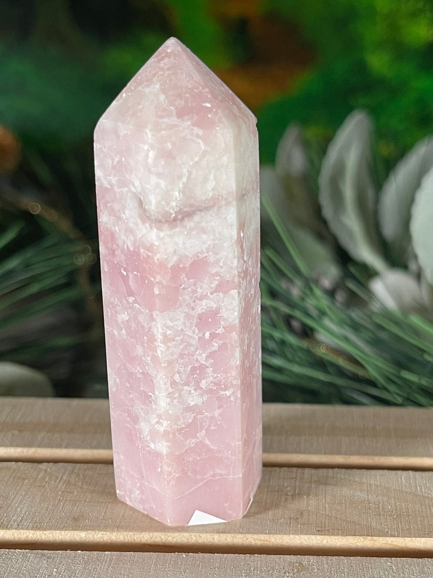 Tower - Pink Opal Jasper Natural Stone Quartz Crystal Obelisk Point - 76g