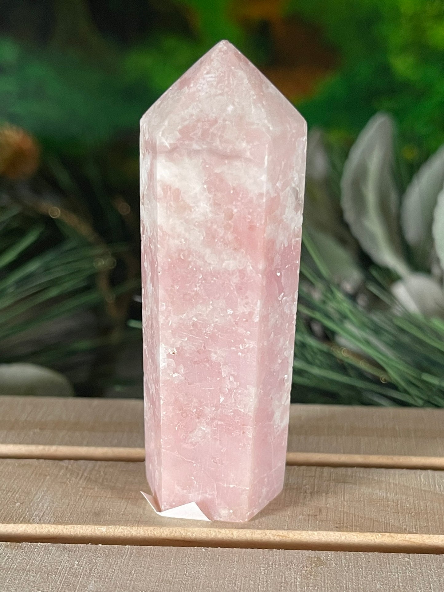 Tower - Pink Opal Jasper Natural Stone Quartz Crystal Obelisk Point - 76g