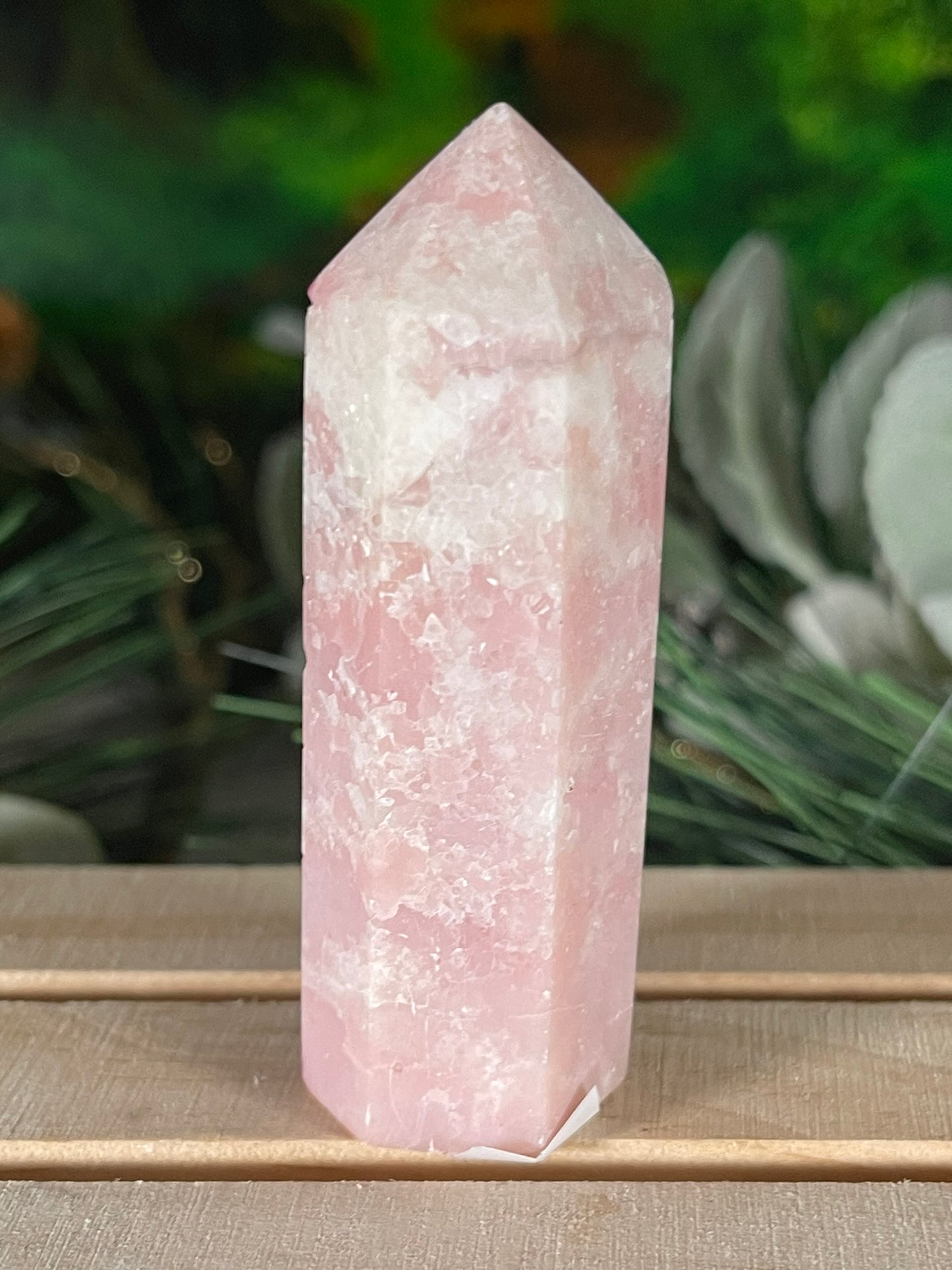 Tower - Pink Opal Jasper Natural Stone Quartz Crystal Obelisk Point - 76g