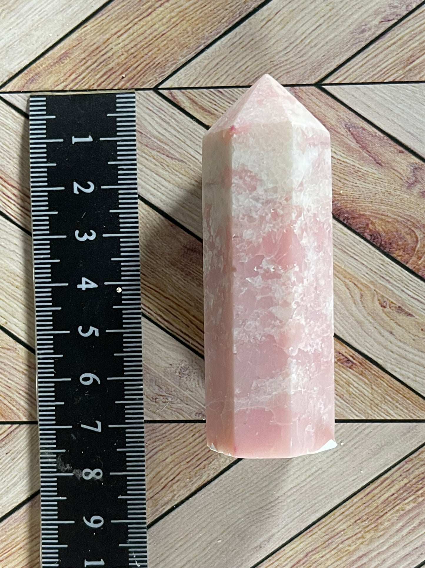 Tower - Pink Opal Jasper Natural Stone Quartz Crystal Obelisk Point - 76g