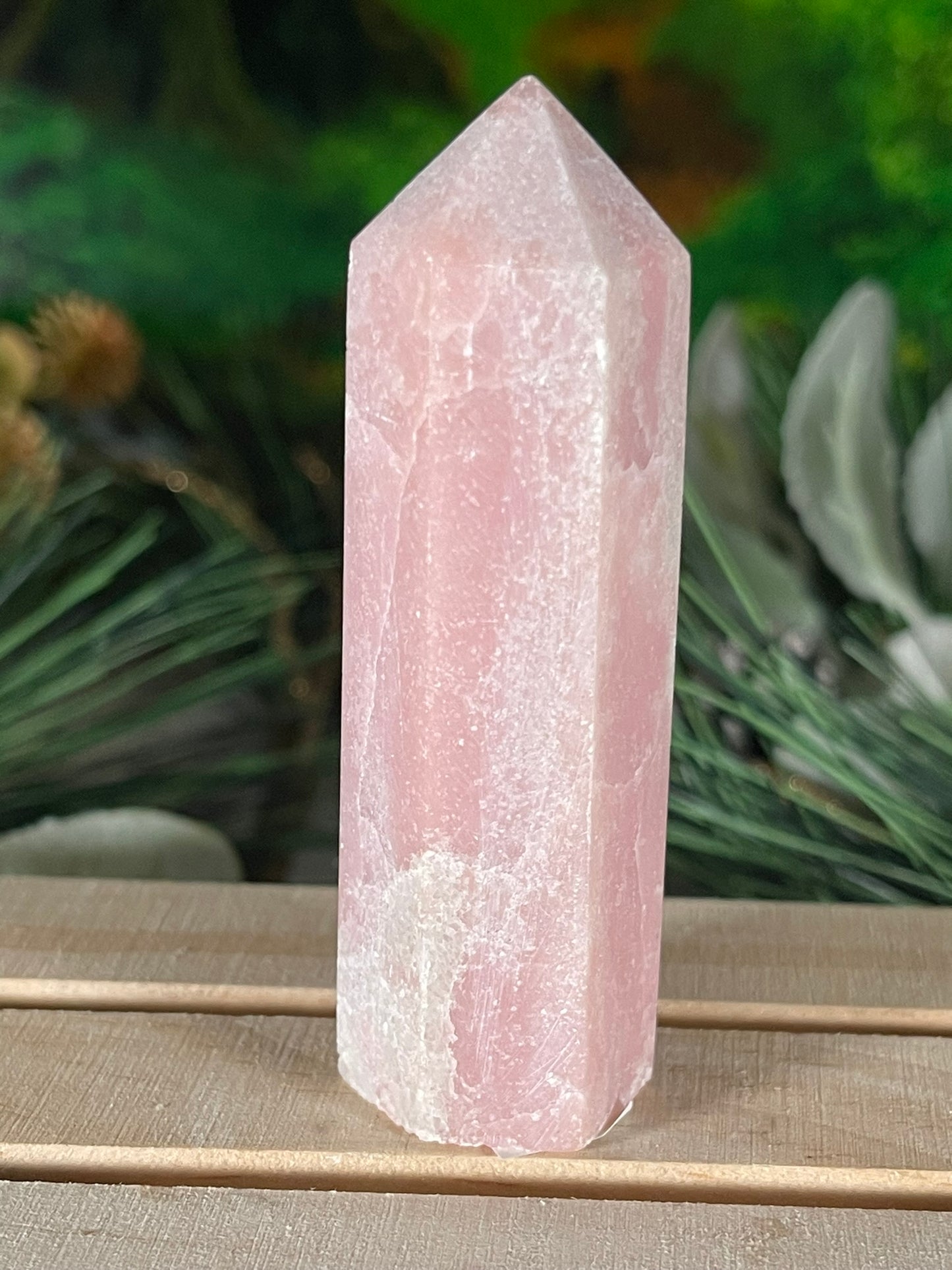 Tower - Pink Opal Jasper Natural Stone Quartz Crystal Obelisk Point - 83g