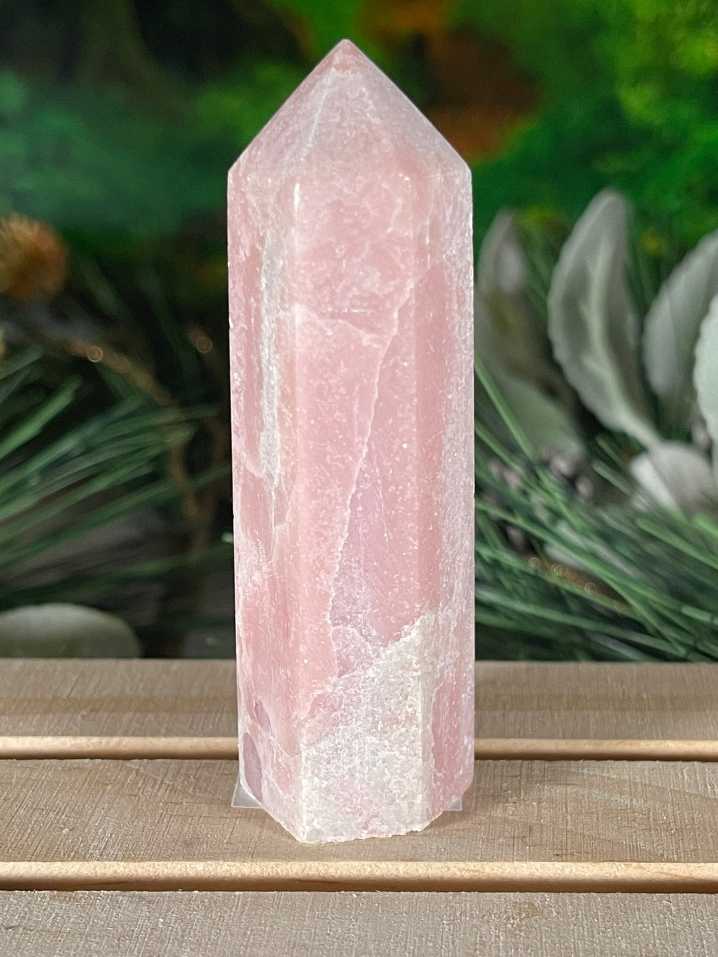 Tower - Pink Opal Jasper Natural Stone Quartz Crystal Obelisk Point - 83g