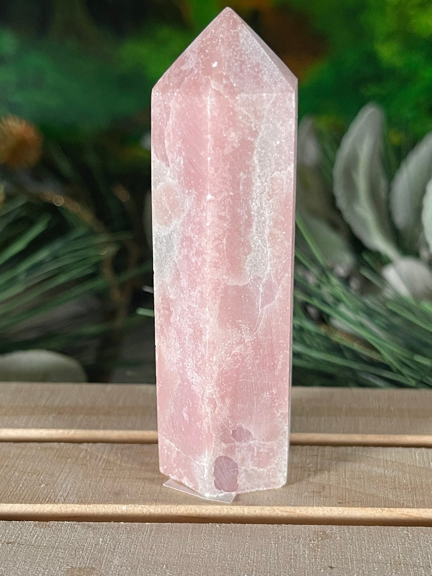 Tower - Pink Opal Jasper Natural Stone Quartz Crystal Obelisk Point - 83g