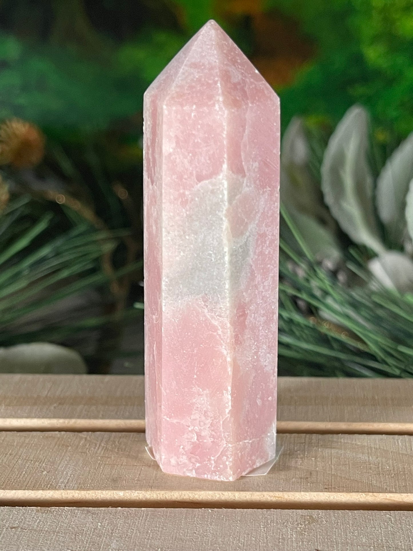 Tower - Pink Opal Jasper Natural Stone Quartz Crystal Obelisk Point - 83g