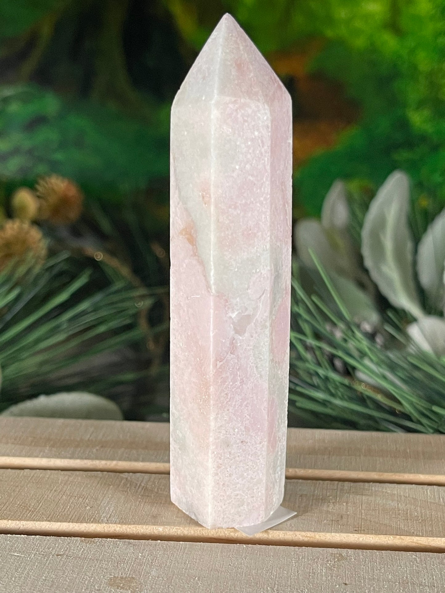 Tower - Pink Opal Jasper Natural Stone Quartz Crystal Obelisk Point - 71g