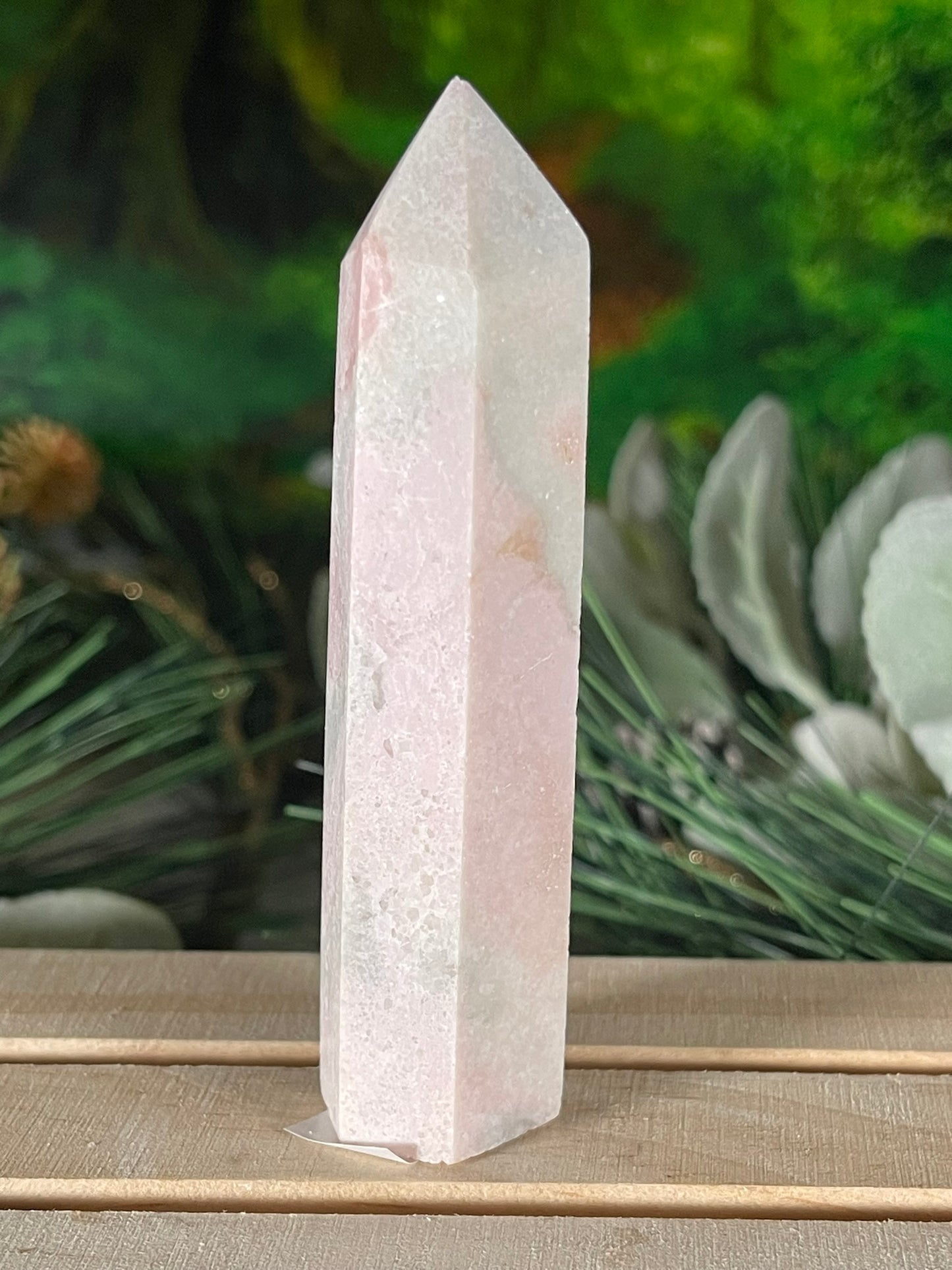 Tower - Pink Opal Jasper Natural Stone Quartz Crystal Obelisk Point - 71g