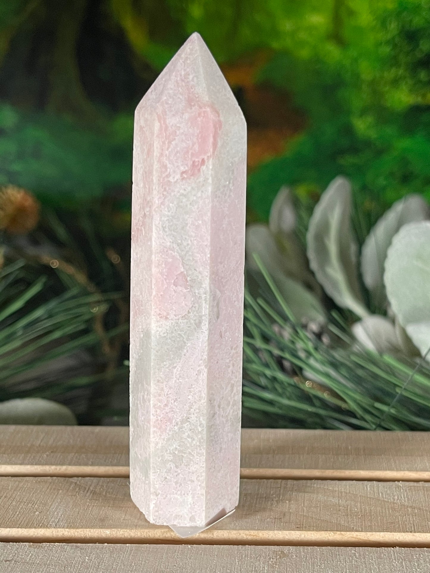 Tower - Pink Opal Jasper Natural Stone Quartz Crystal Obelisk Point - 71g