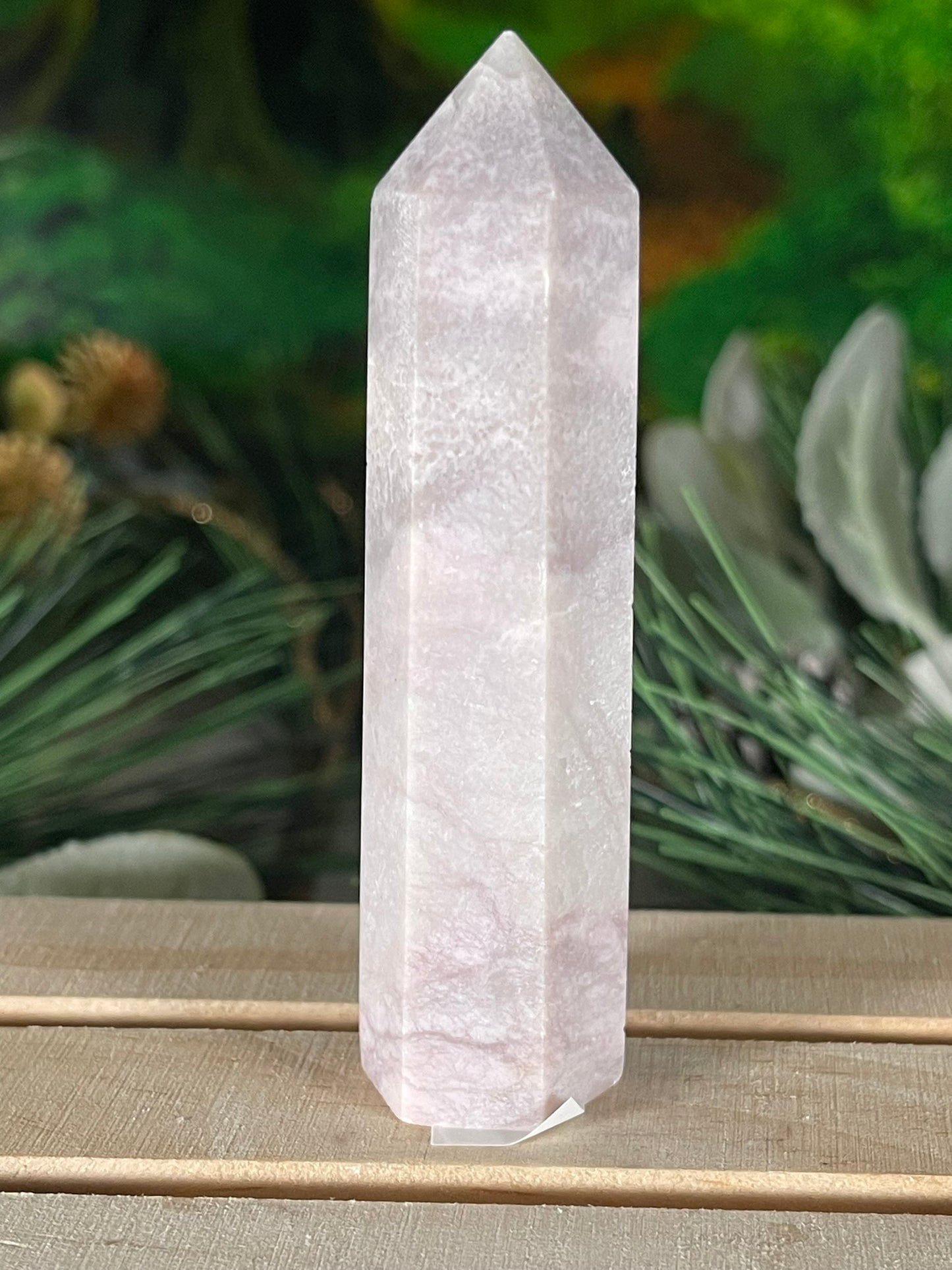 Tower - Pink Opal Jasper Natural Stone Quartz Crystal Obelisk Point - 66g