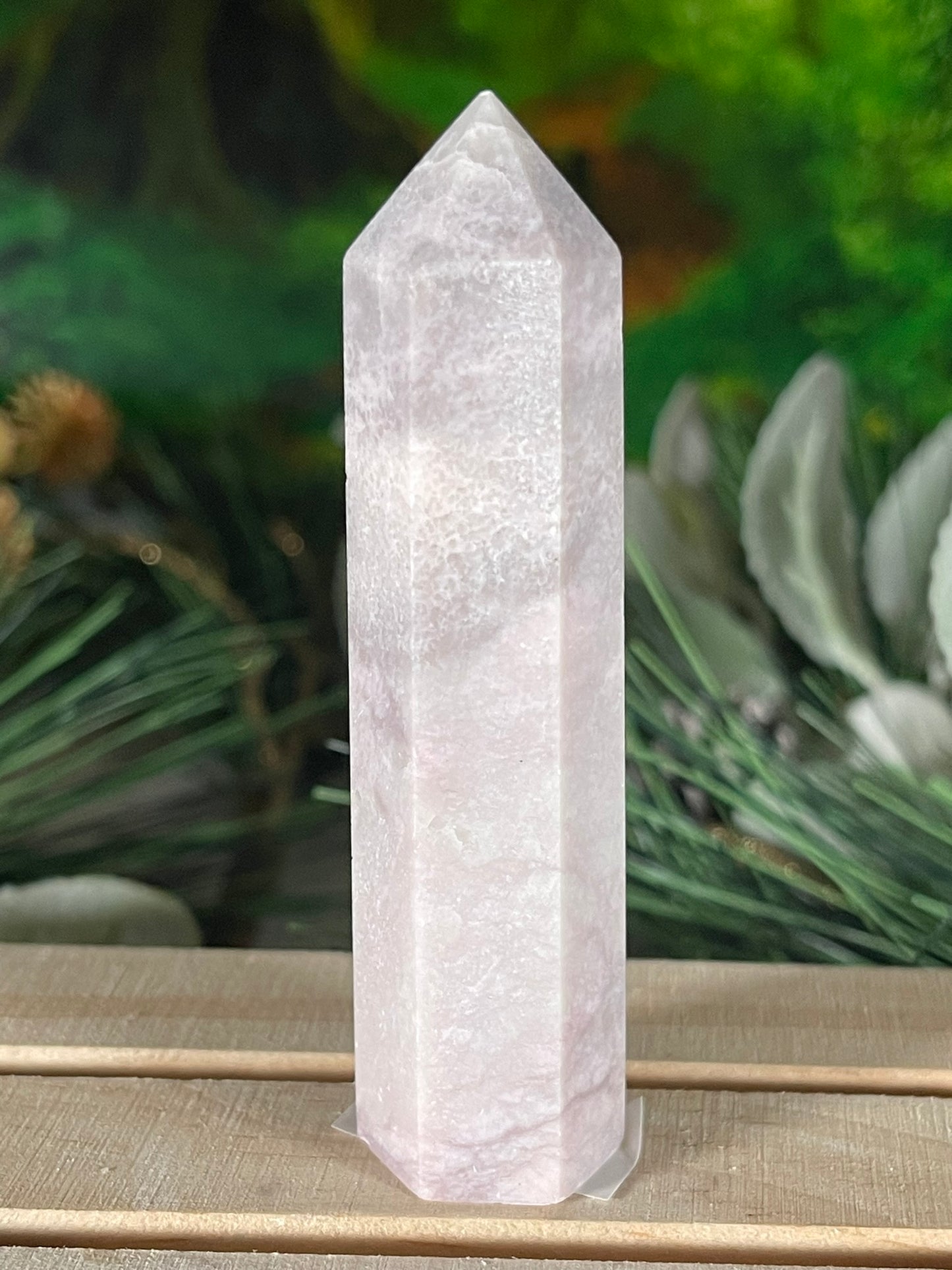 Tower - Pink Opal Jasper Natural Stone Quartz Crystal Obelisk Point - 66g