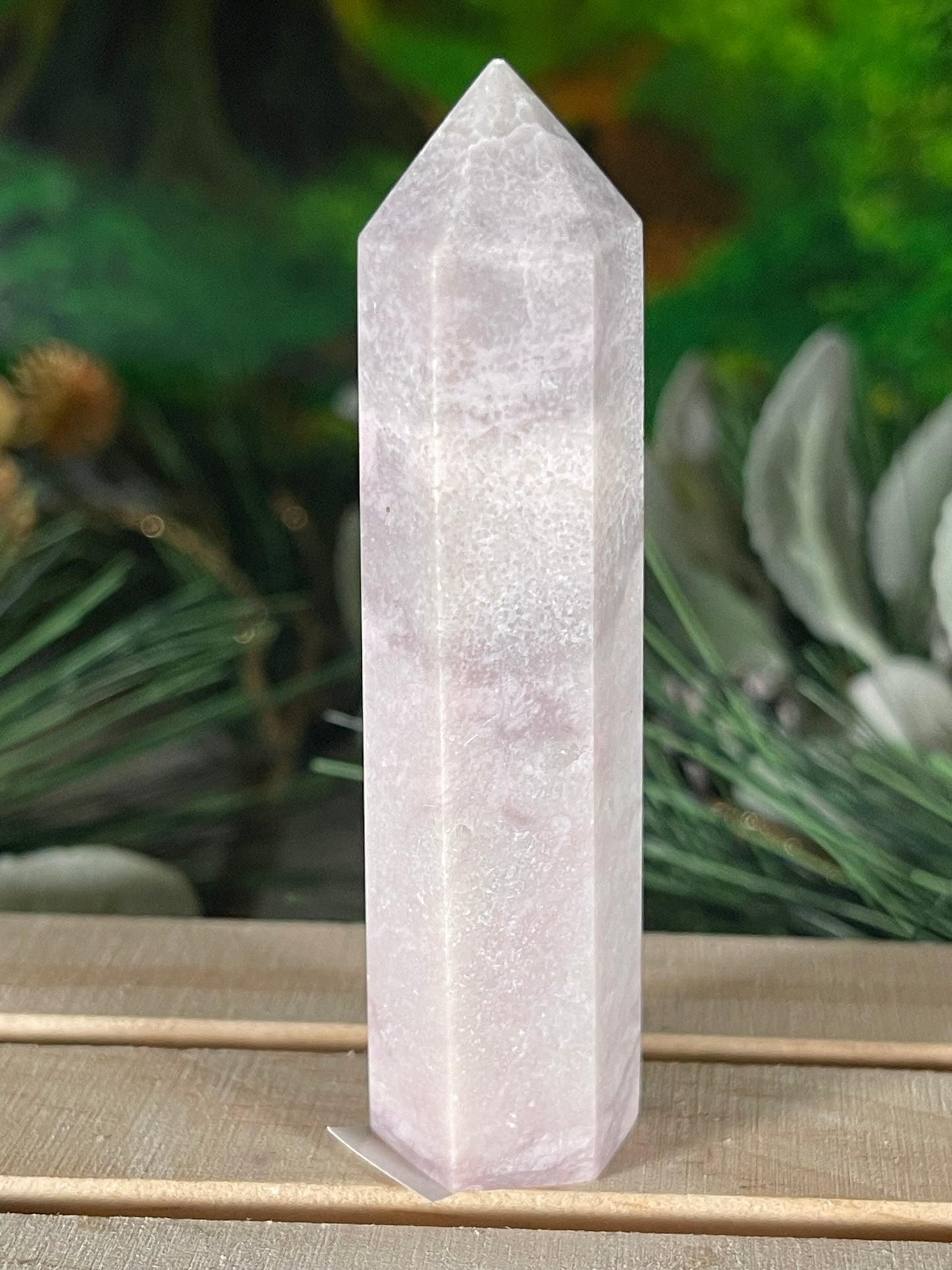 Tower - Pink Opal Jasper Natural Stone Quartz Crystal Obelisk Point - 66g