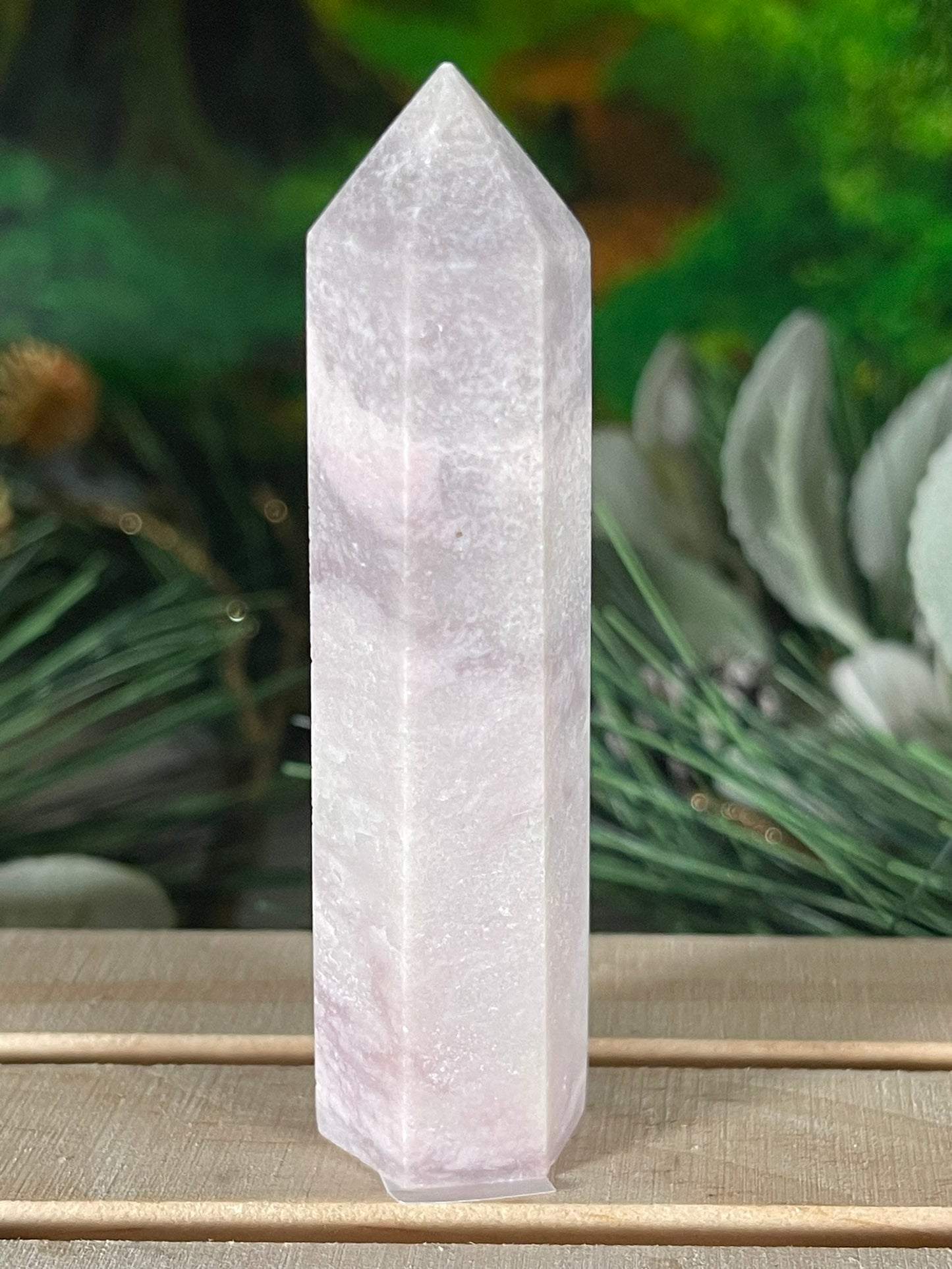 Tower - Pink Opal Jasper Natural Stone Quartz Crystal Obelisk Point - 66g