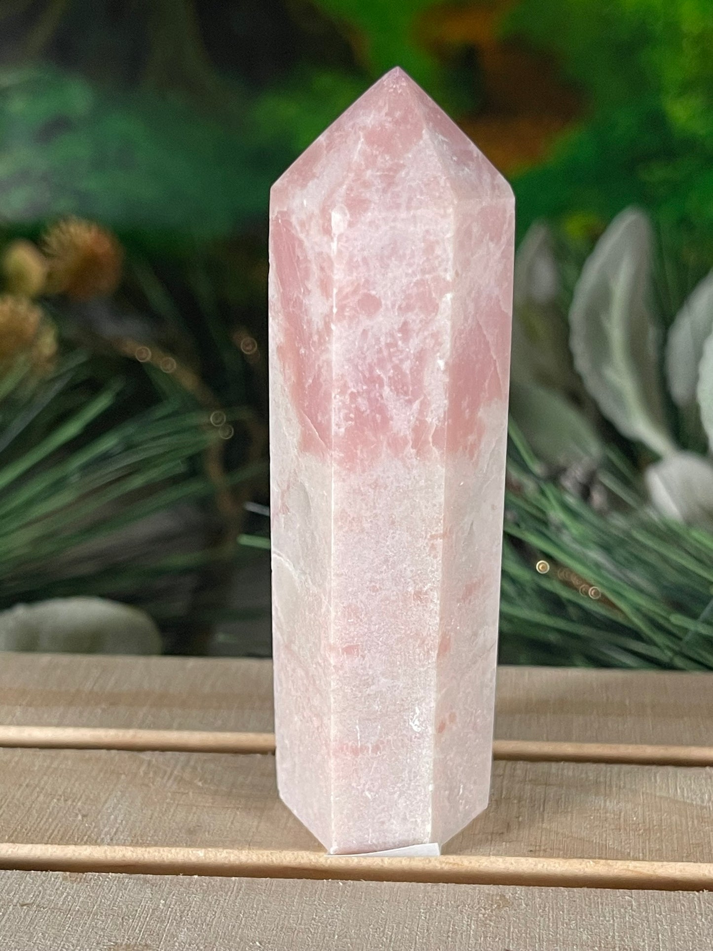 Tower - Pink Opal Jasper Natural Stone Quartz Crystal Obelisk Point - 88g