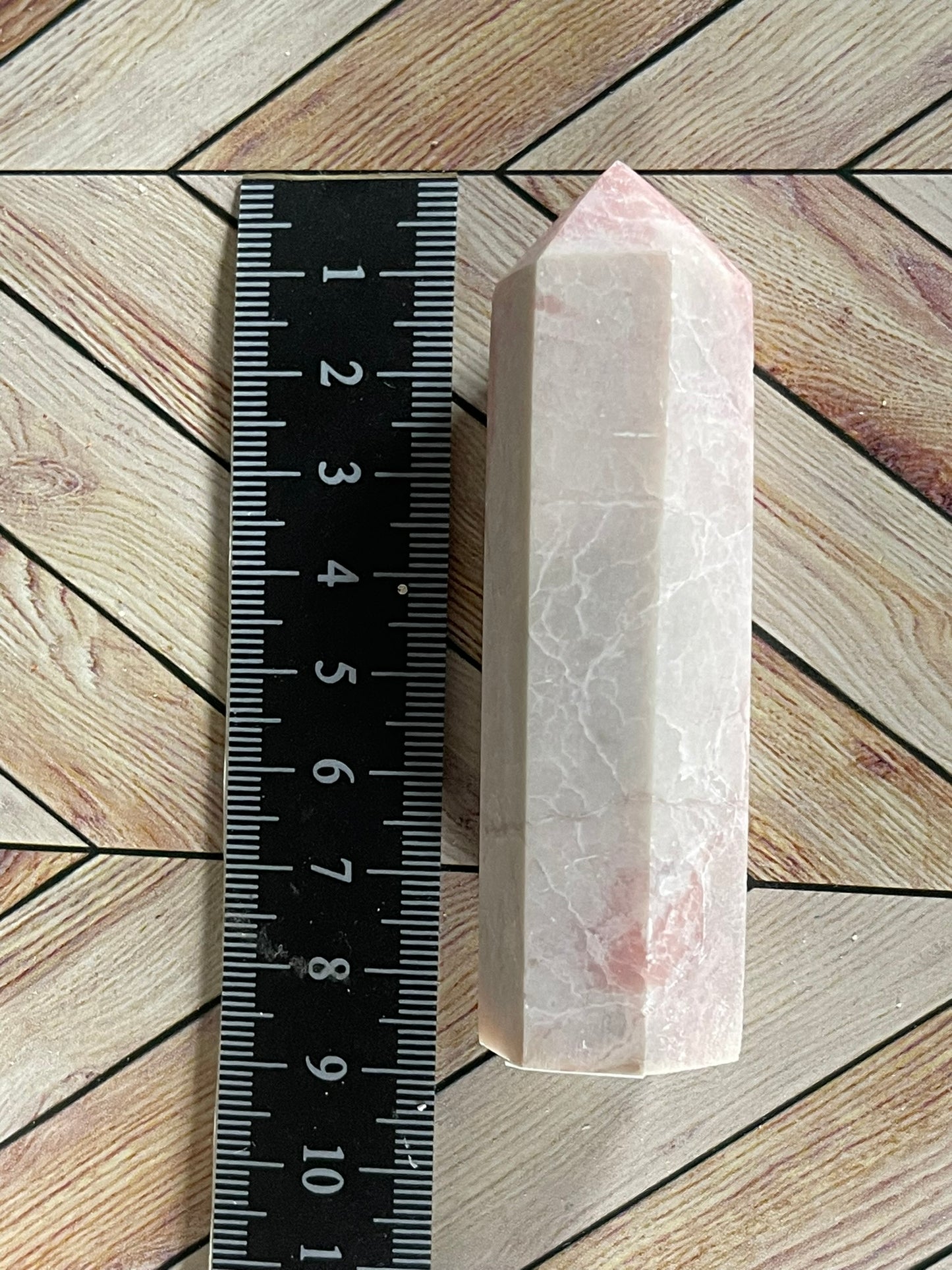 Tower - Pink Opal Jasper Natural Stone Quartz Crystal Obelisk Point - 88g