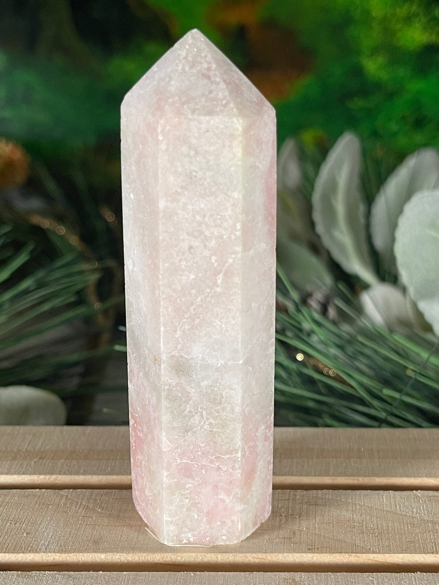 Tower - Pink Opal Jasper Natural Stone Quartz Crystal Obelisk Point - 96g