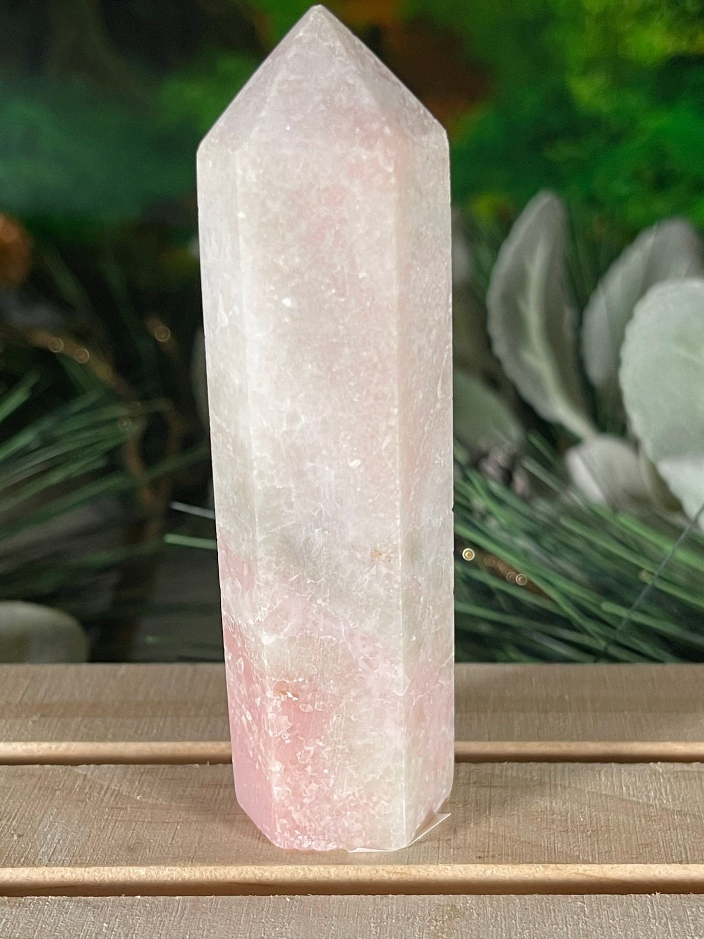 Tower - Pink Opal Jasper Natural Stone Quartz Crystal Obelisk Point - 96g