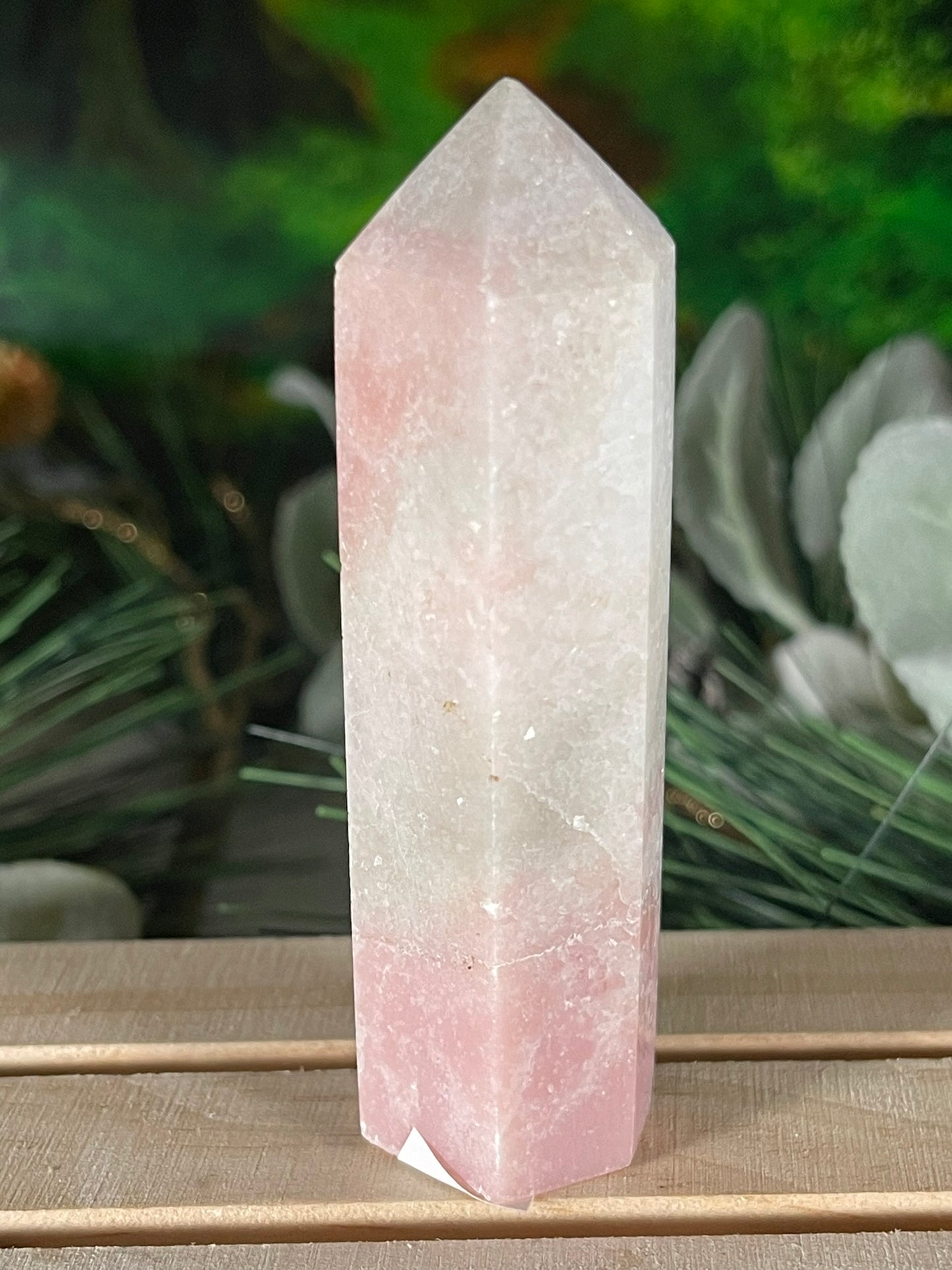 Tower - Pink Opal Jasper Natural Stone Quartz Crystal Obelisk Point - 96g