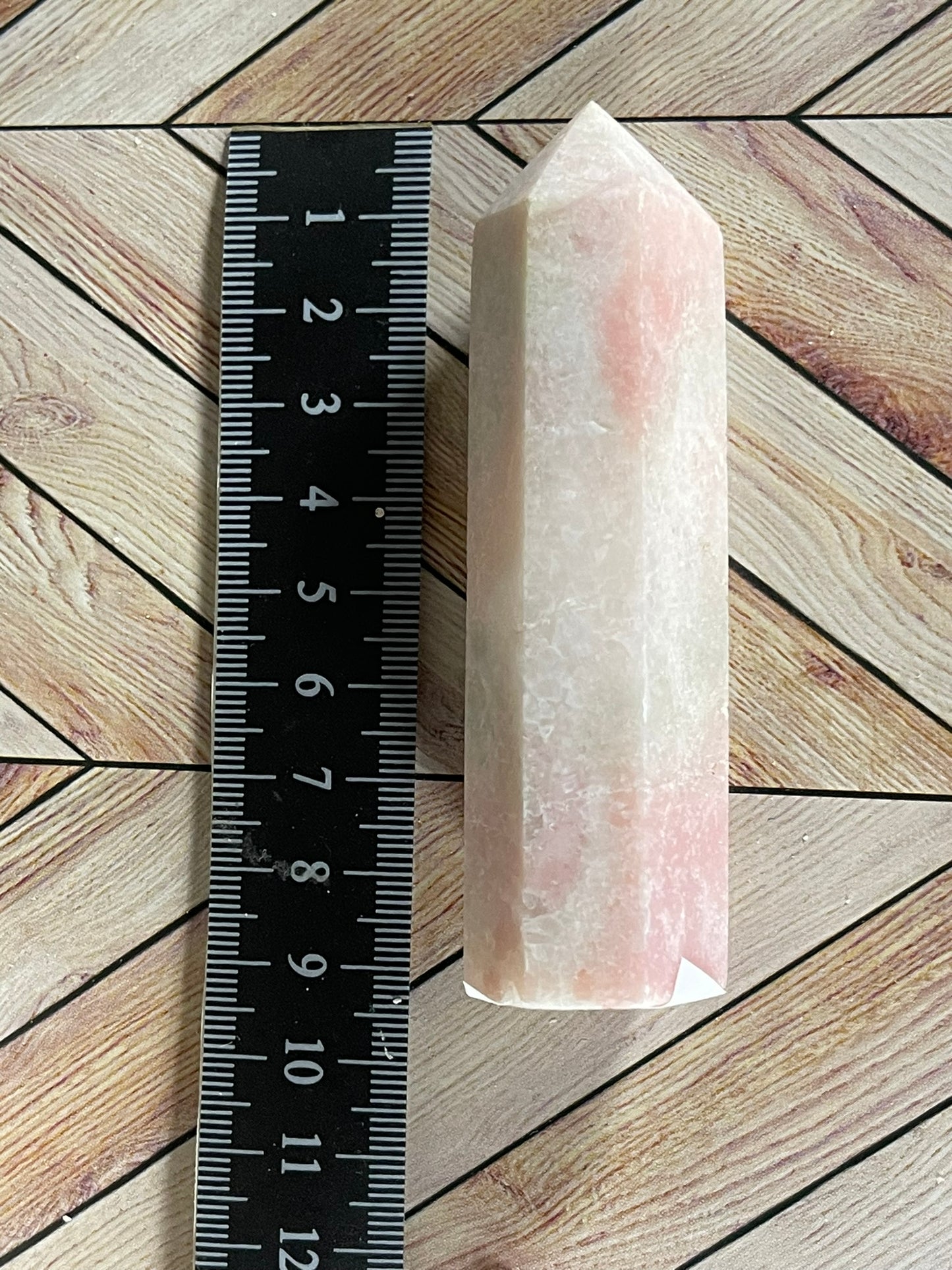 Tower - Pink Opal Jasper Natural Stone Quartz Crystal Obelisk Point - 96g