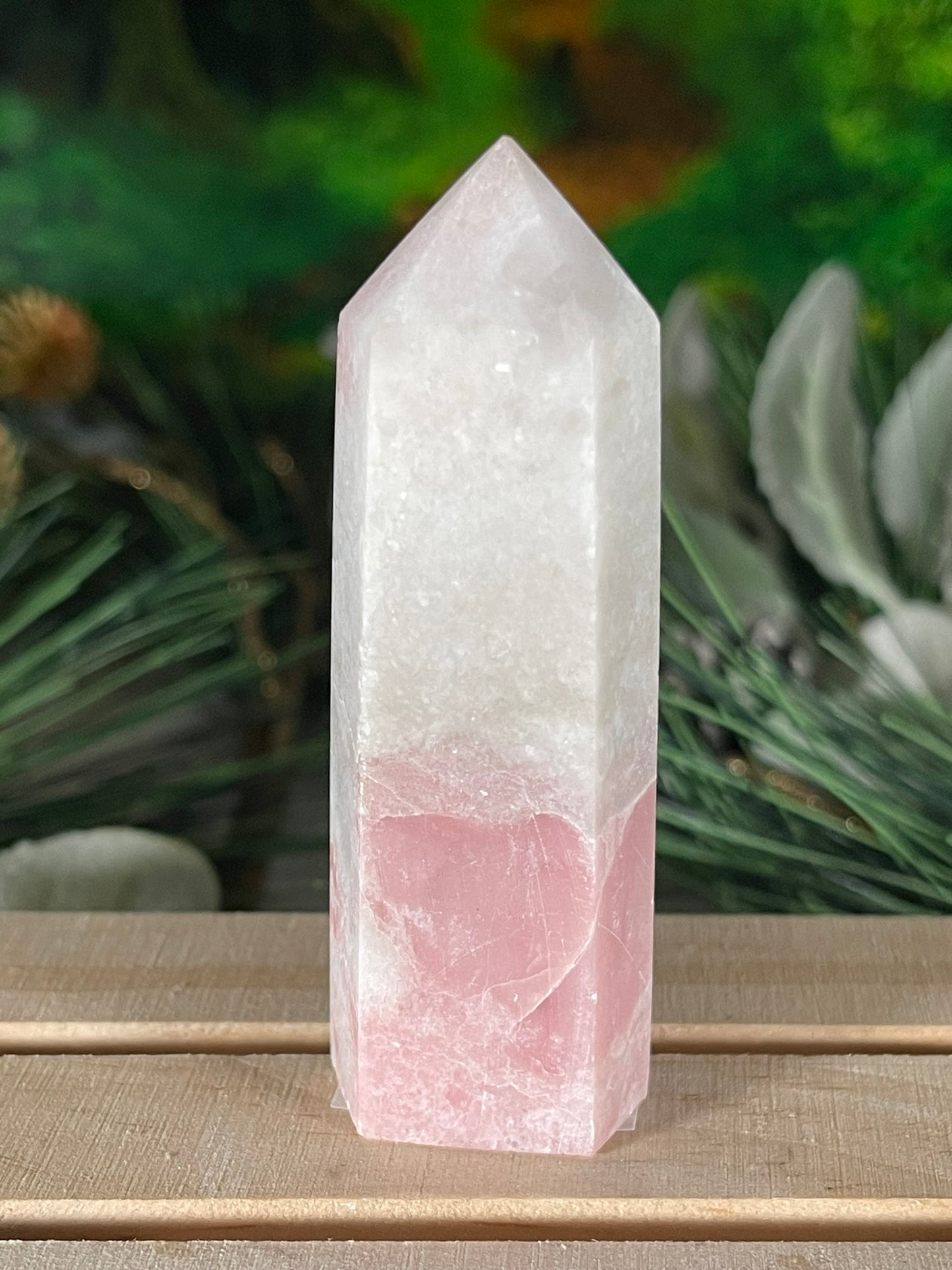 Tower - Pink Opal Jasper Natural Stone Quartz Crystal Obelisk Point - 84g