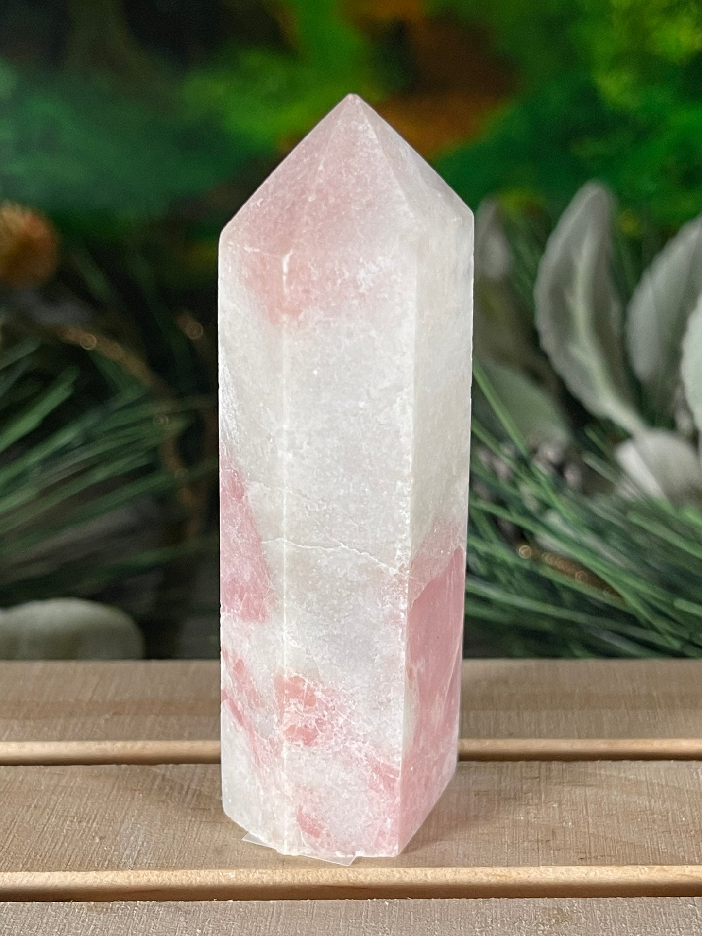 Tower - Pink Opal Jasper Natural Stone Quartz Crystal Obelisk Point - 84g