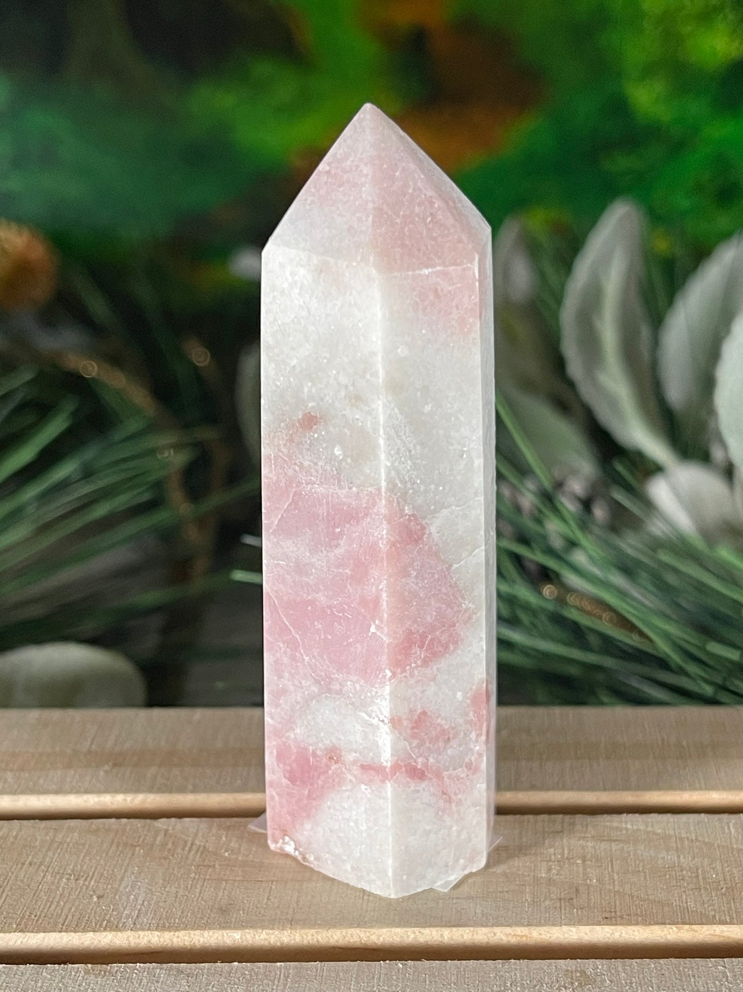 Tower - Pink Opal Jasper Natural Stone Quartz Crystal Obelisk Point - 84g