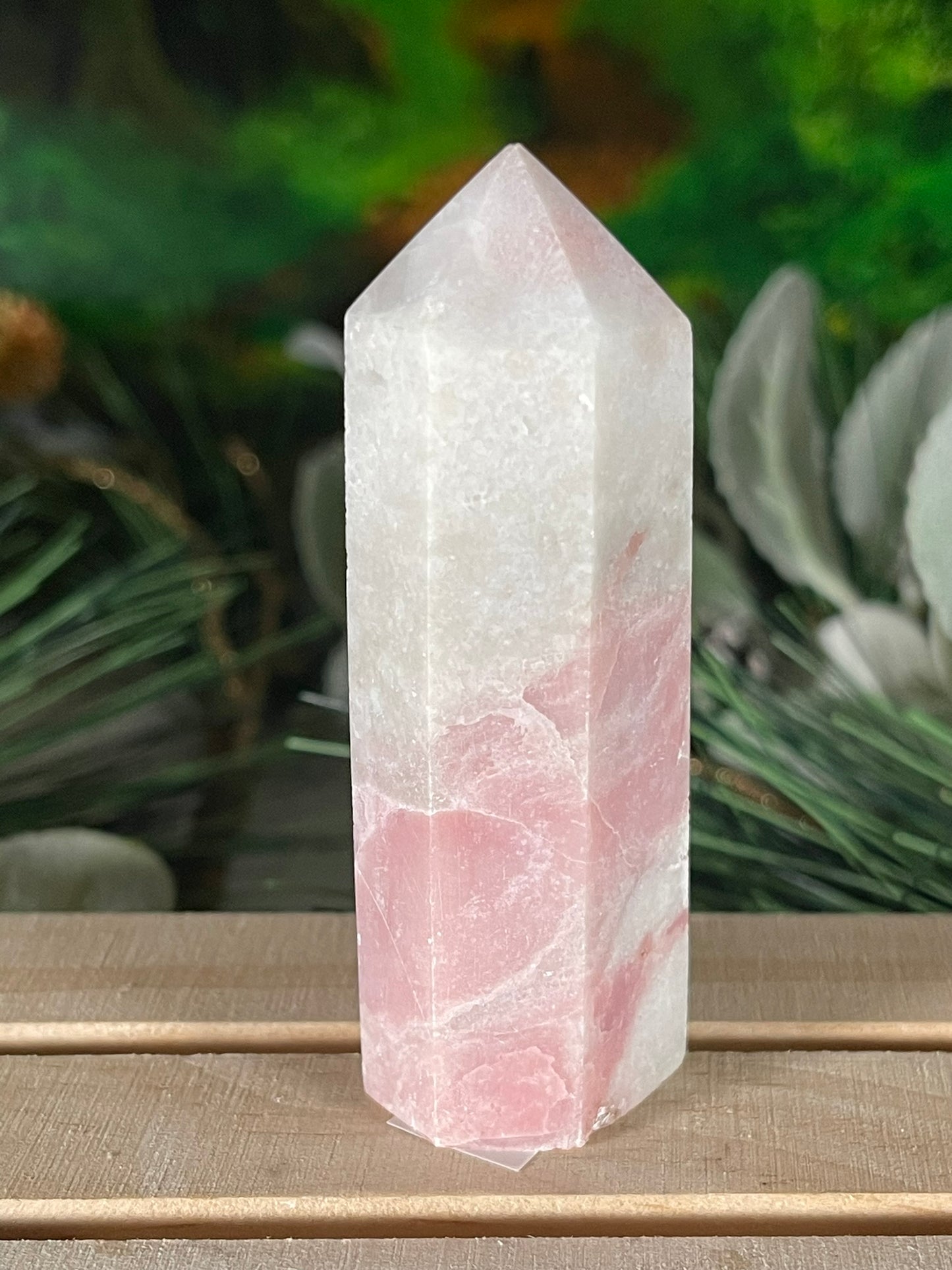 Tower - Pink Opal Jasper Natural Stone Quartz Crystal Obelisk Point - 84g