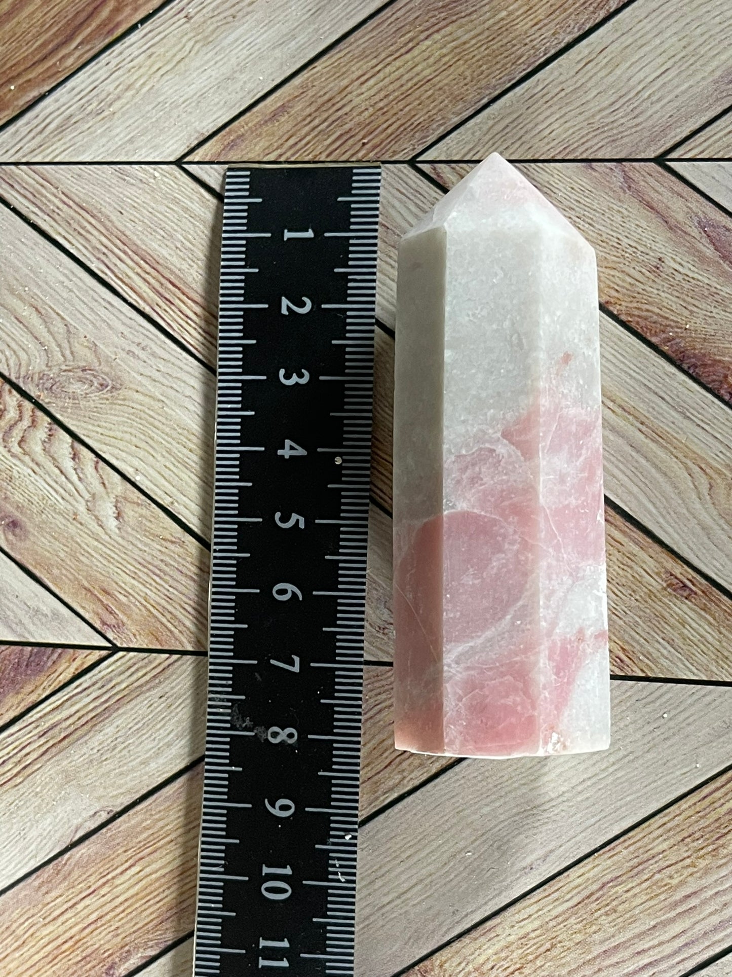 Tower - Pink Opal Jasper Natural Stone Quartz Crystal Obelisk Point - 84g