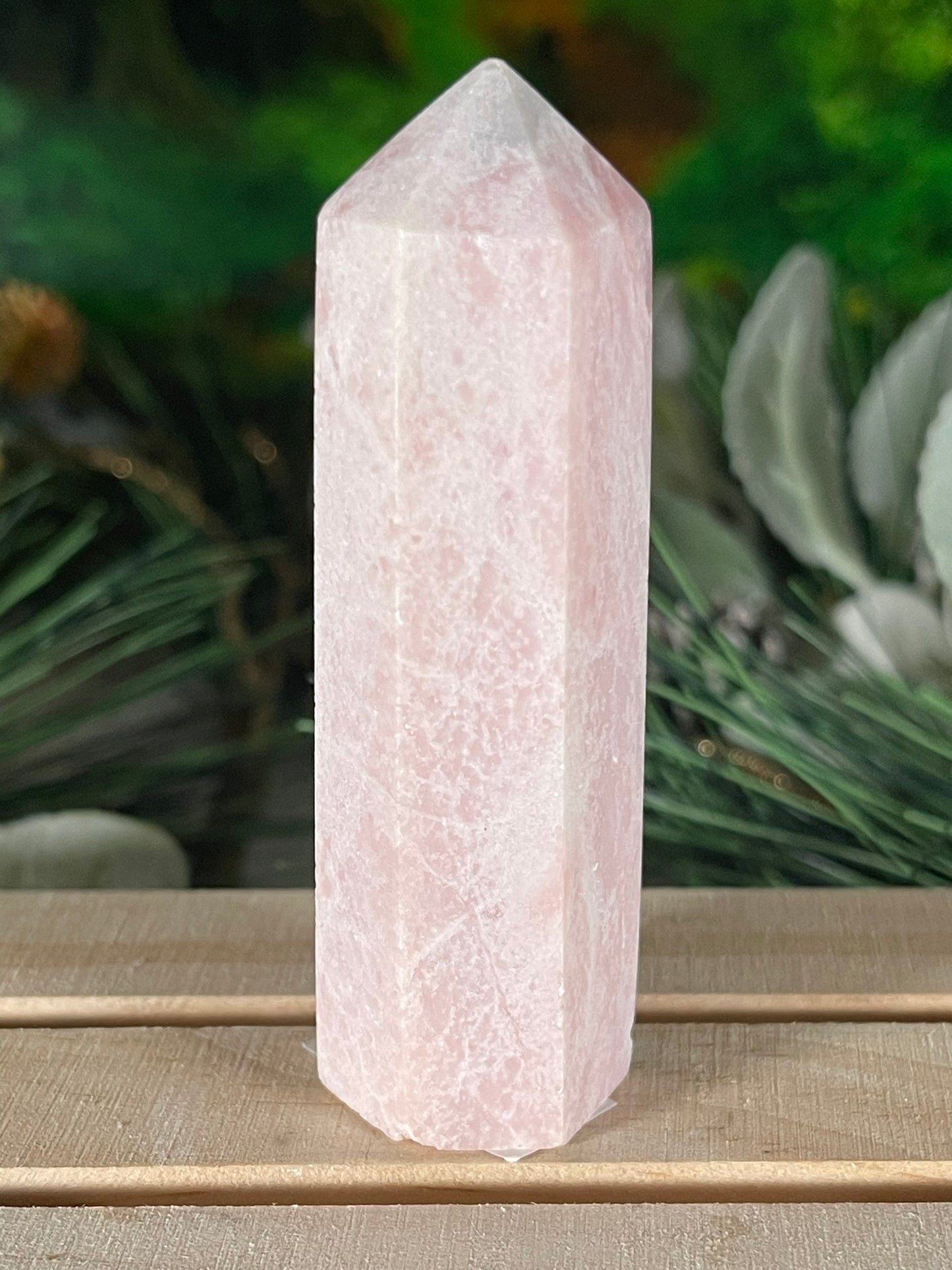 Tower - Pink Opal Jasper Natural Stone Quartz Crystal Obelisk Point - 82g