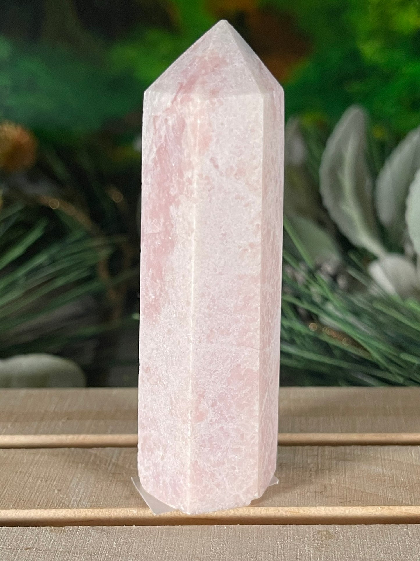 Tower - Pink Opal Jasper Natural Stone Quartz Crystal Obelisk Point - 82g